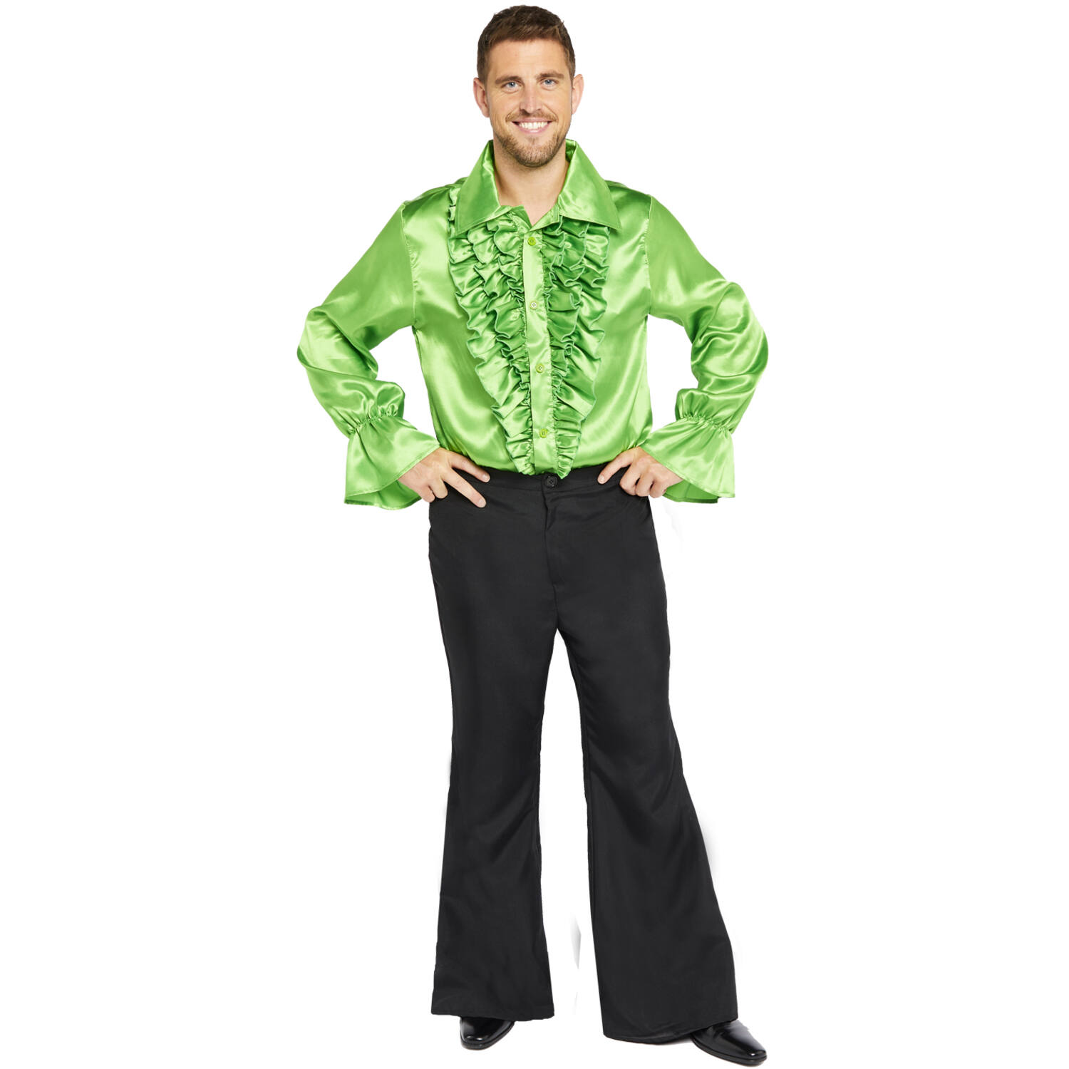 Adult Costume Satin Shirt Lime Size XL