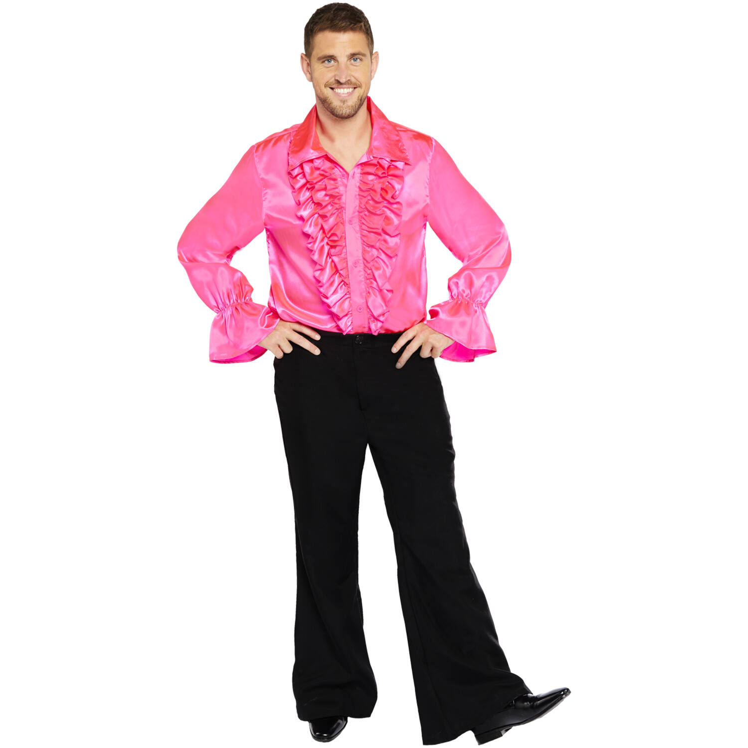 Adult Costume Satin Shirt Pink Size std