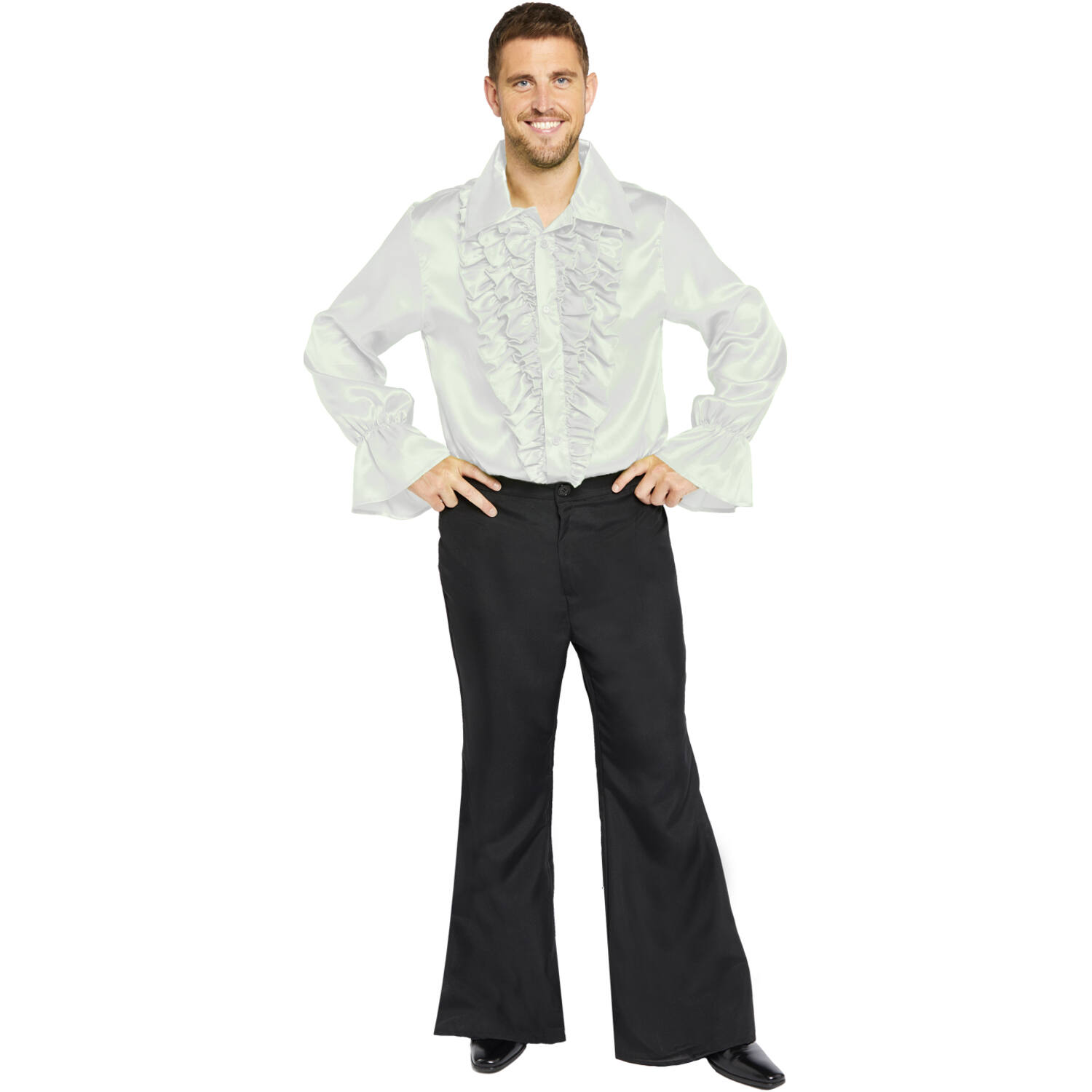 Adult Costume Satin Shirt White Size XL