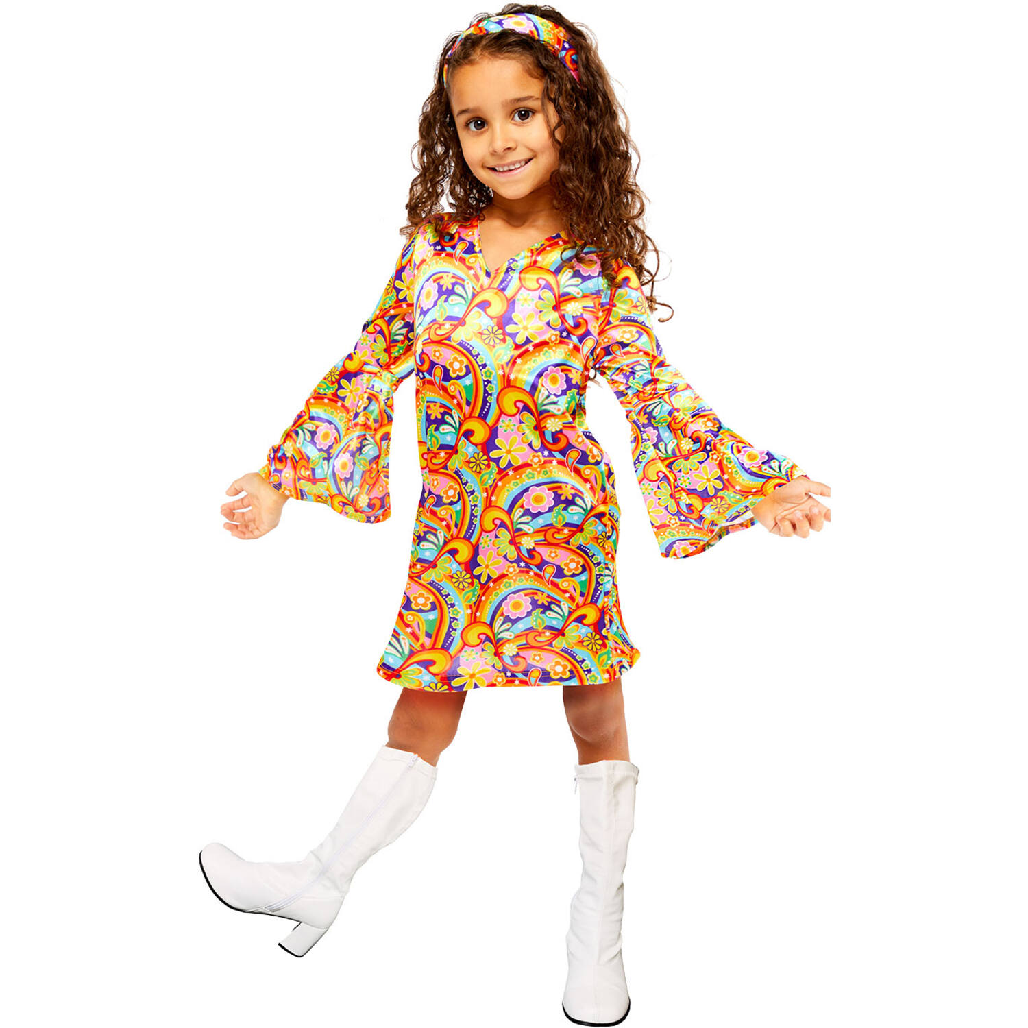 Child Costume Rainbow Hippy Age 10-12 Years