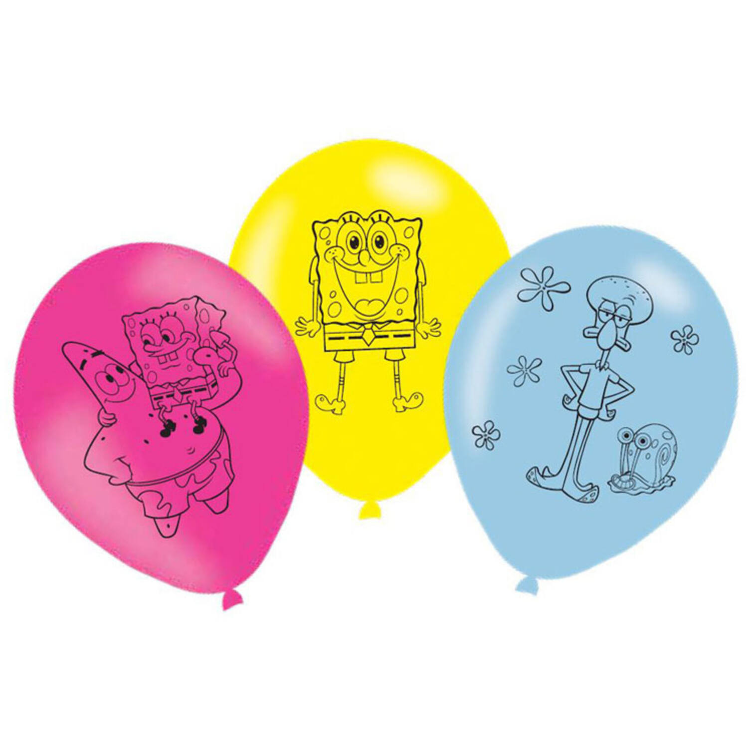 6 Latex Balloons SpongeBob 27.5 cm/11''