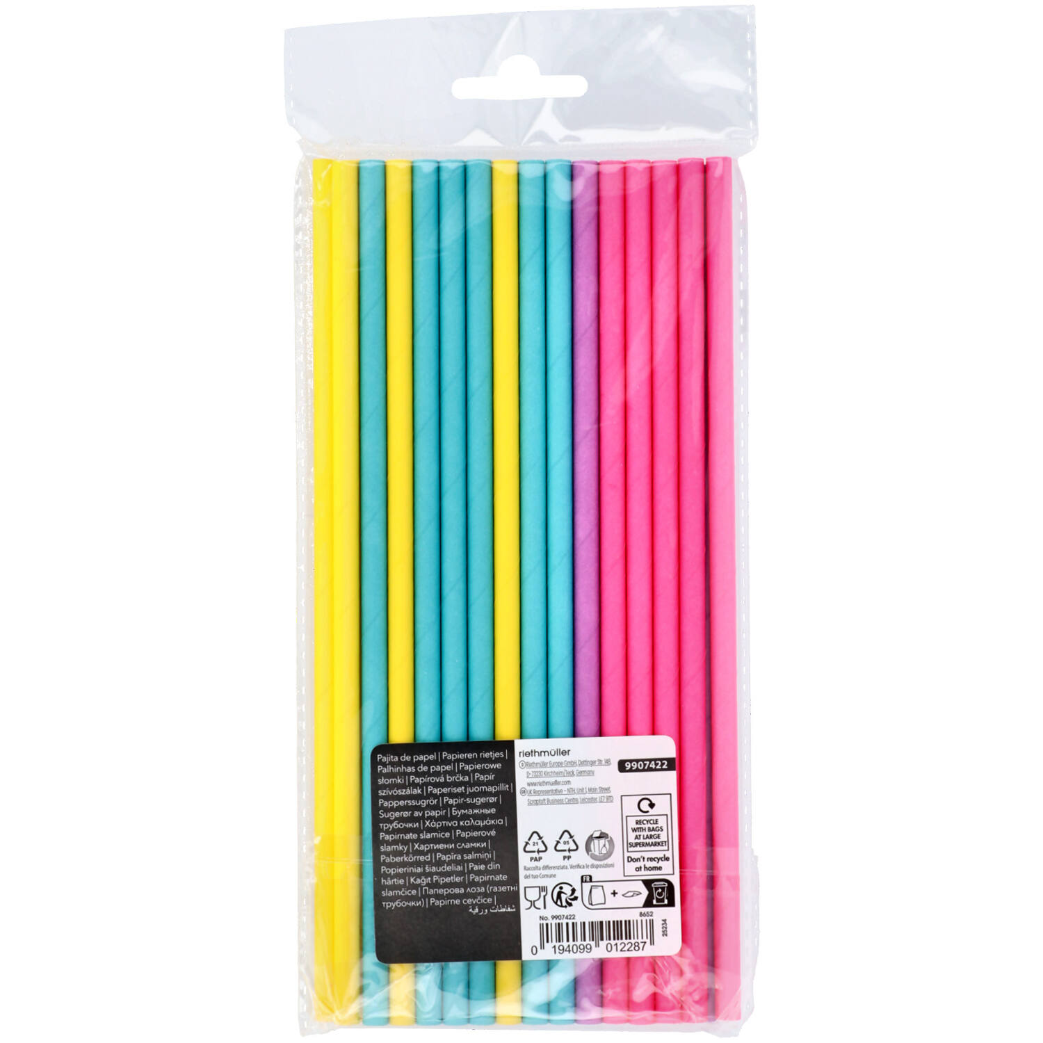 30 Straws Neon Paper assorted 19.7 cm