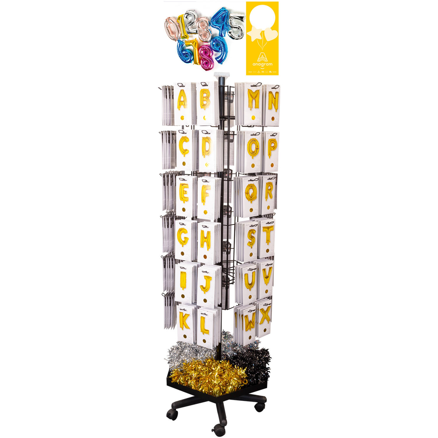 60-Peg Floor Spinner Black 61 x 61 x 183 cm