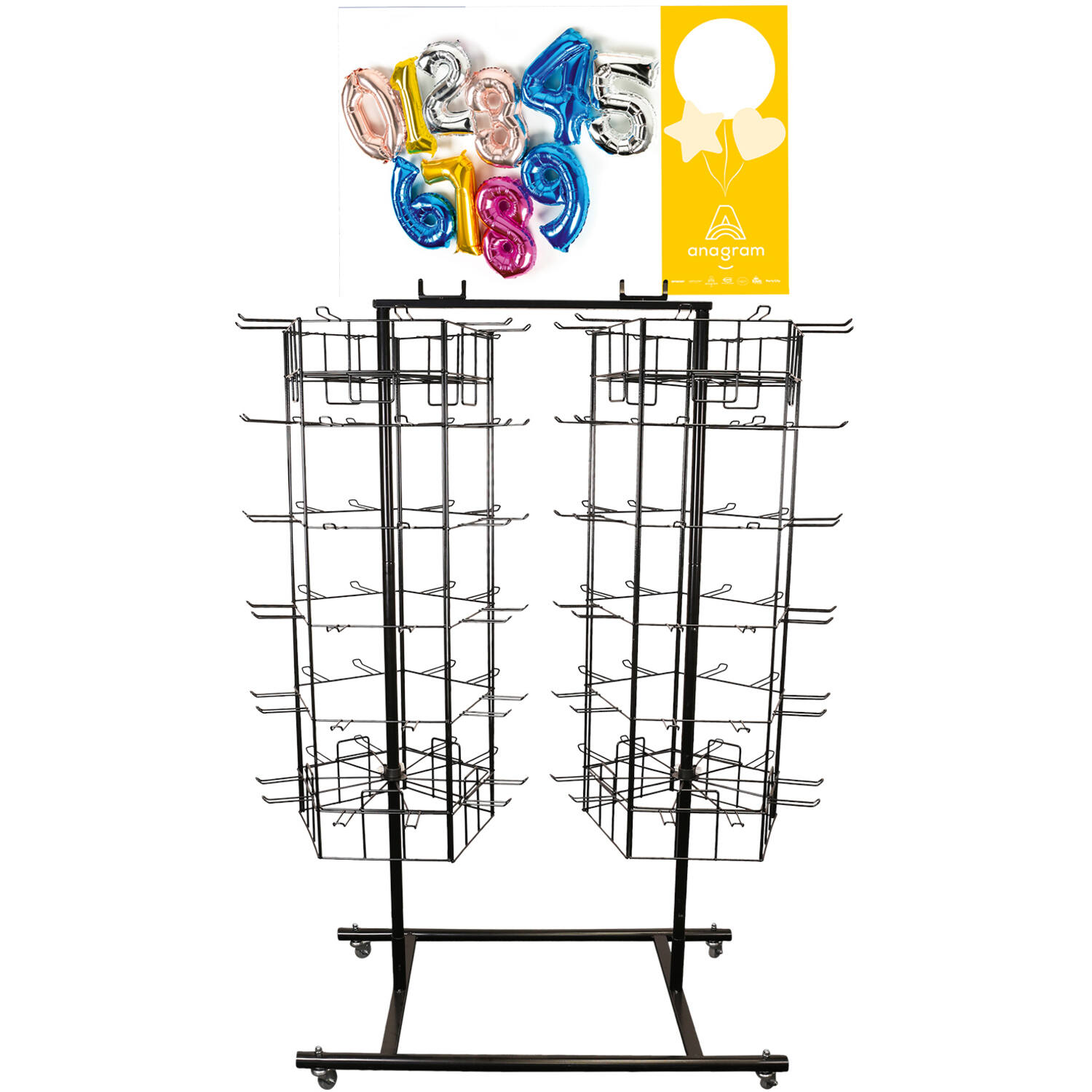 120-Peg Floor Dual Spinner Black 122 x 61 x 183 cm