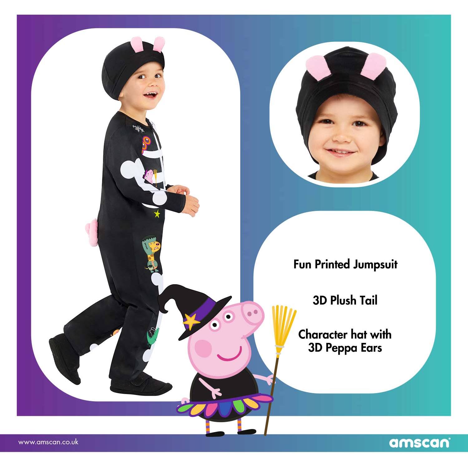 Child Costume Peppa Skeleton Age 2-3 Years
