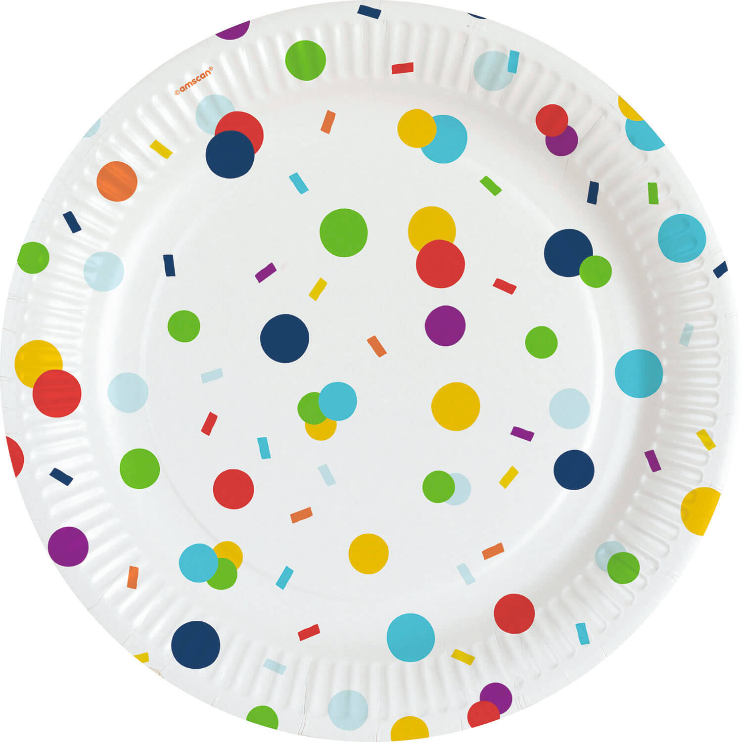 8 Plates Confetti Birthday Round Paper 23 cm