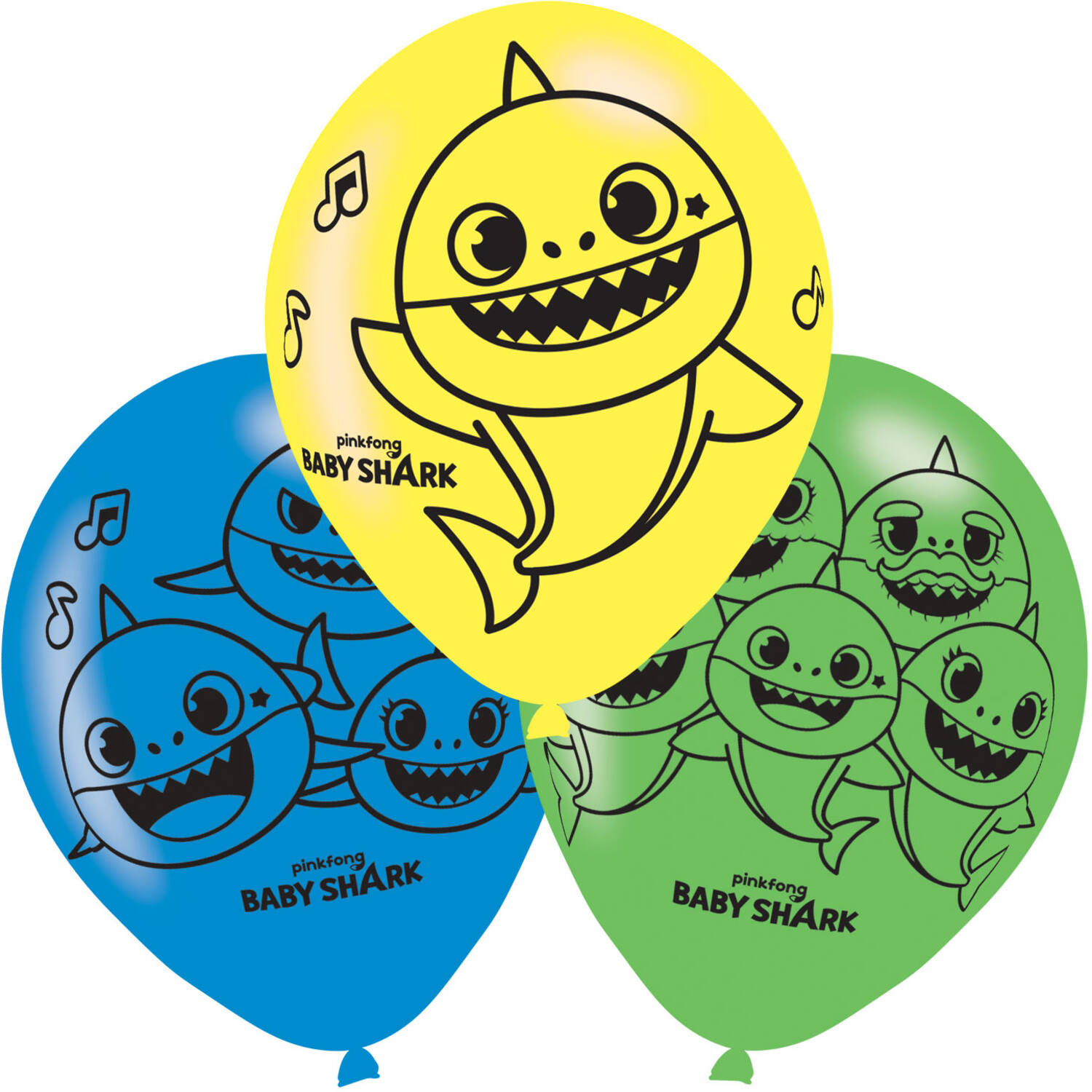 6 Latex Balloons Baby Shark 27,5 cm / 11"