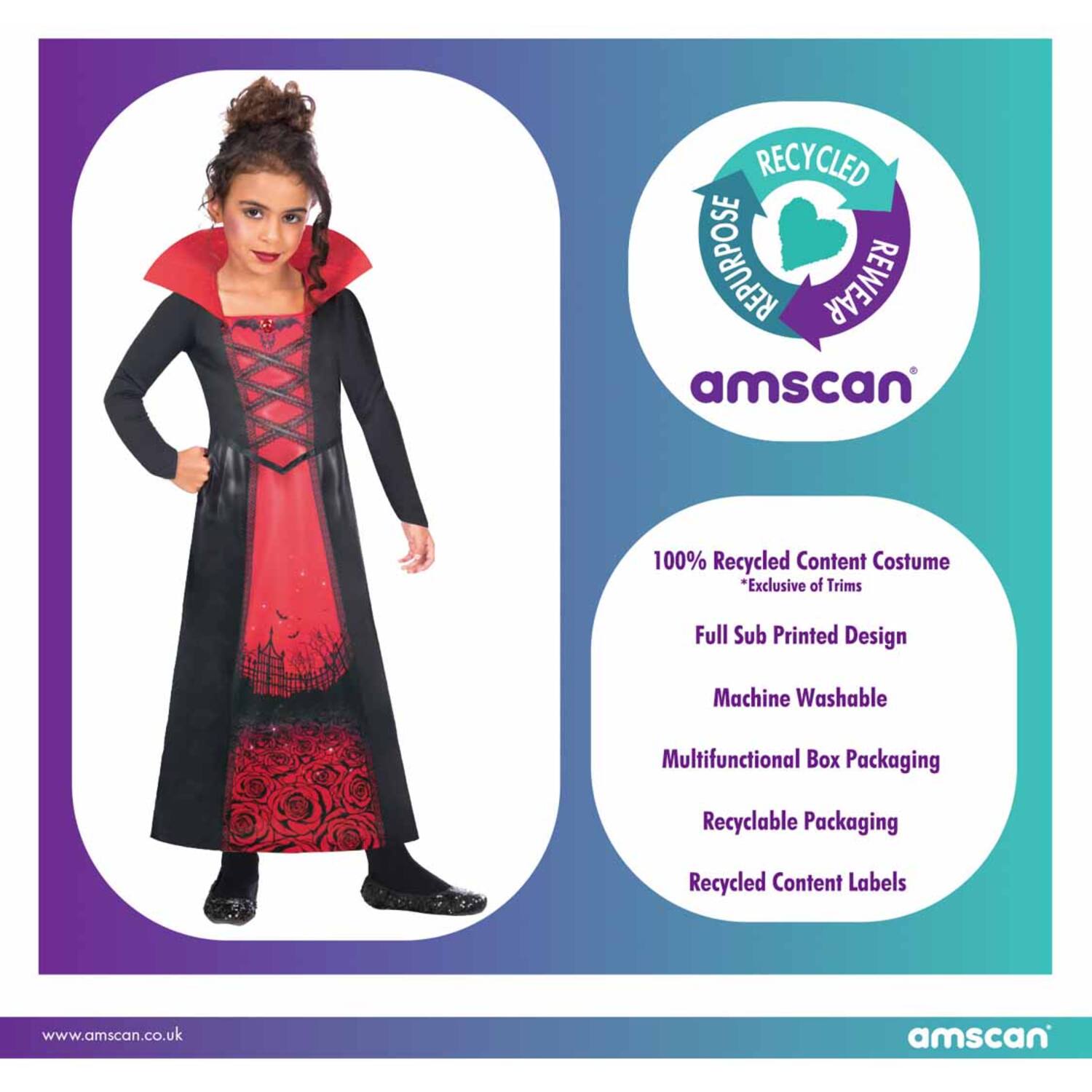 Child Costume  Rose Vampiress Age 8-10 Years