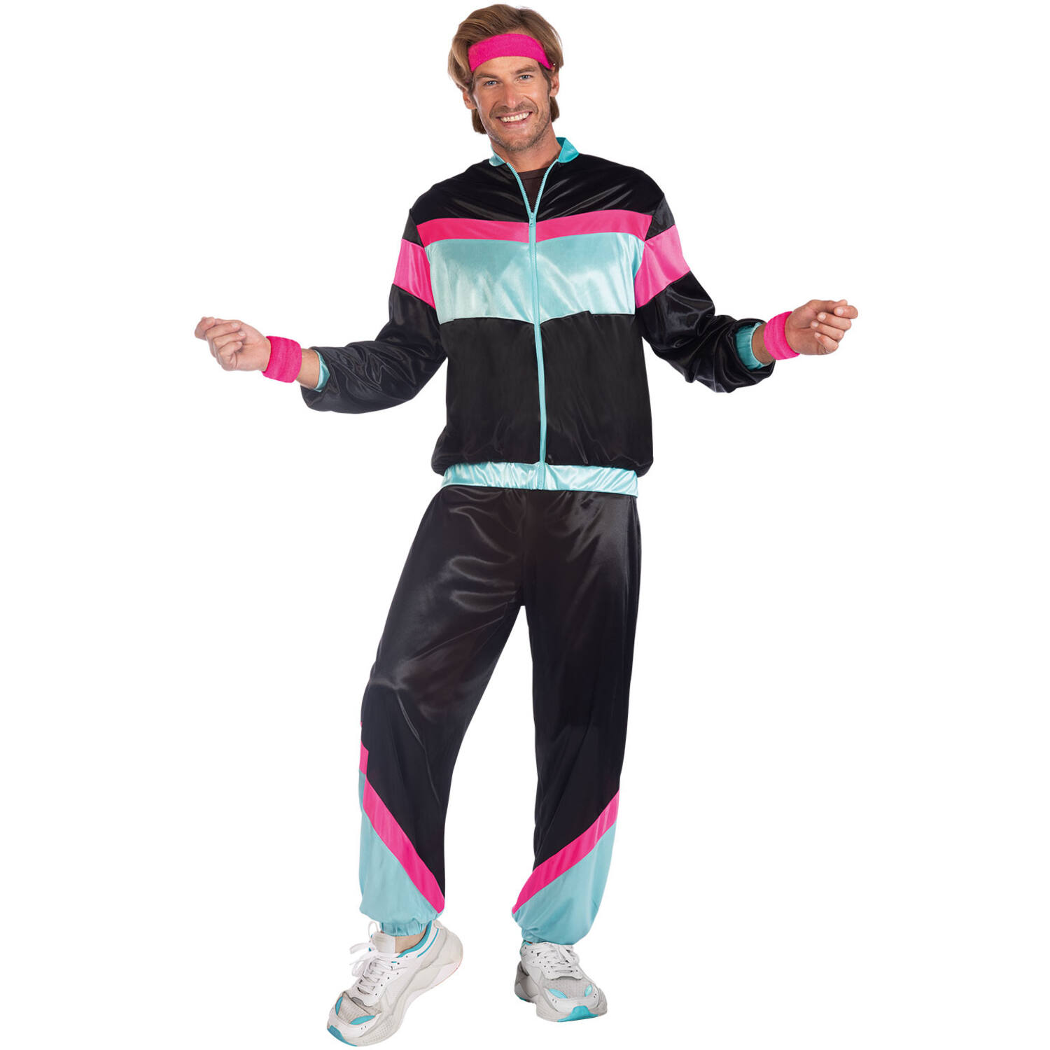 Adult Costume 80s Shell Suit Black Size Standard
