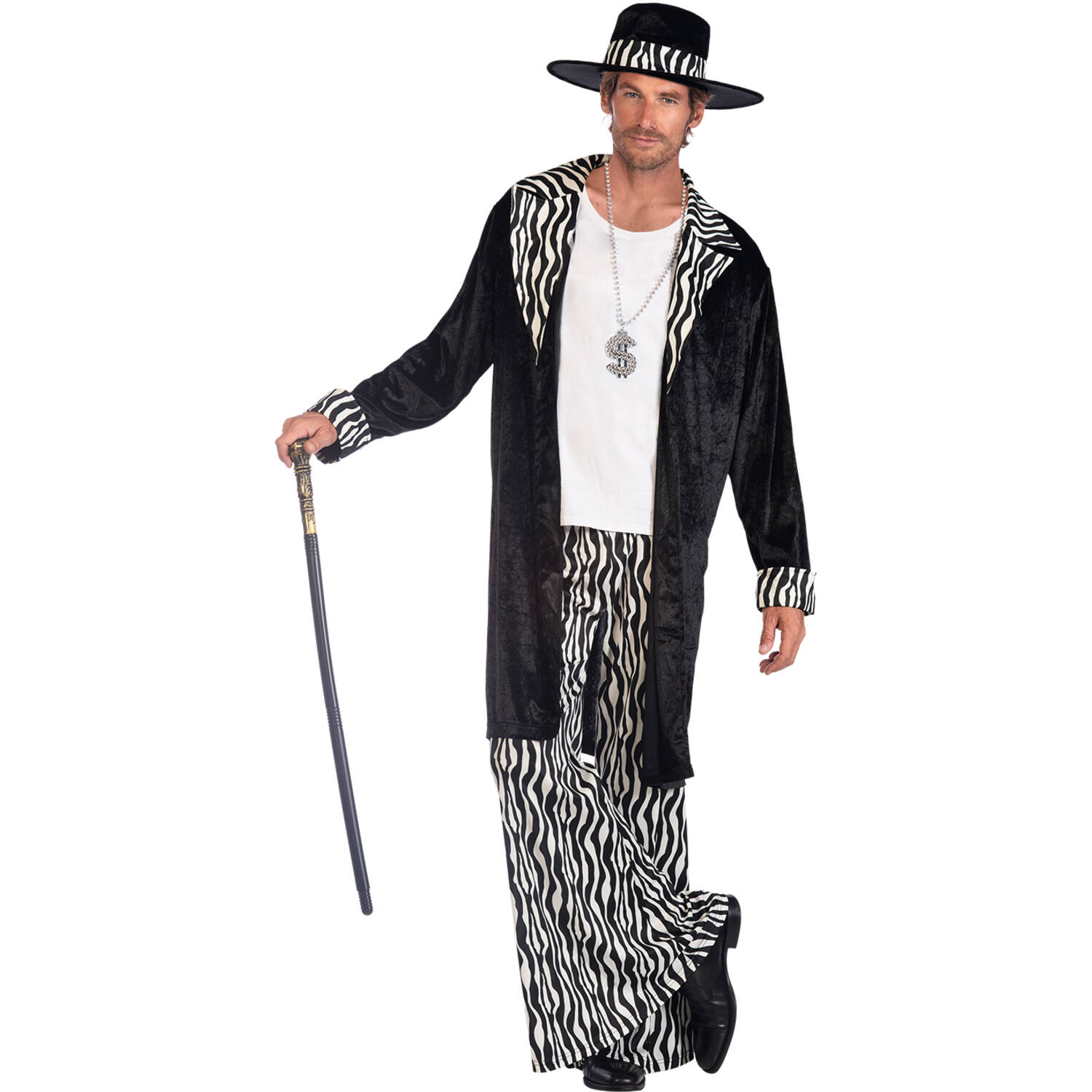 Adult Costume Gangster Pimp Black Size Plus