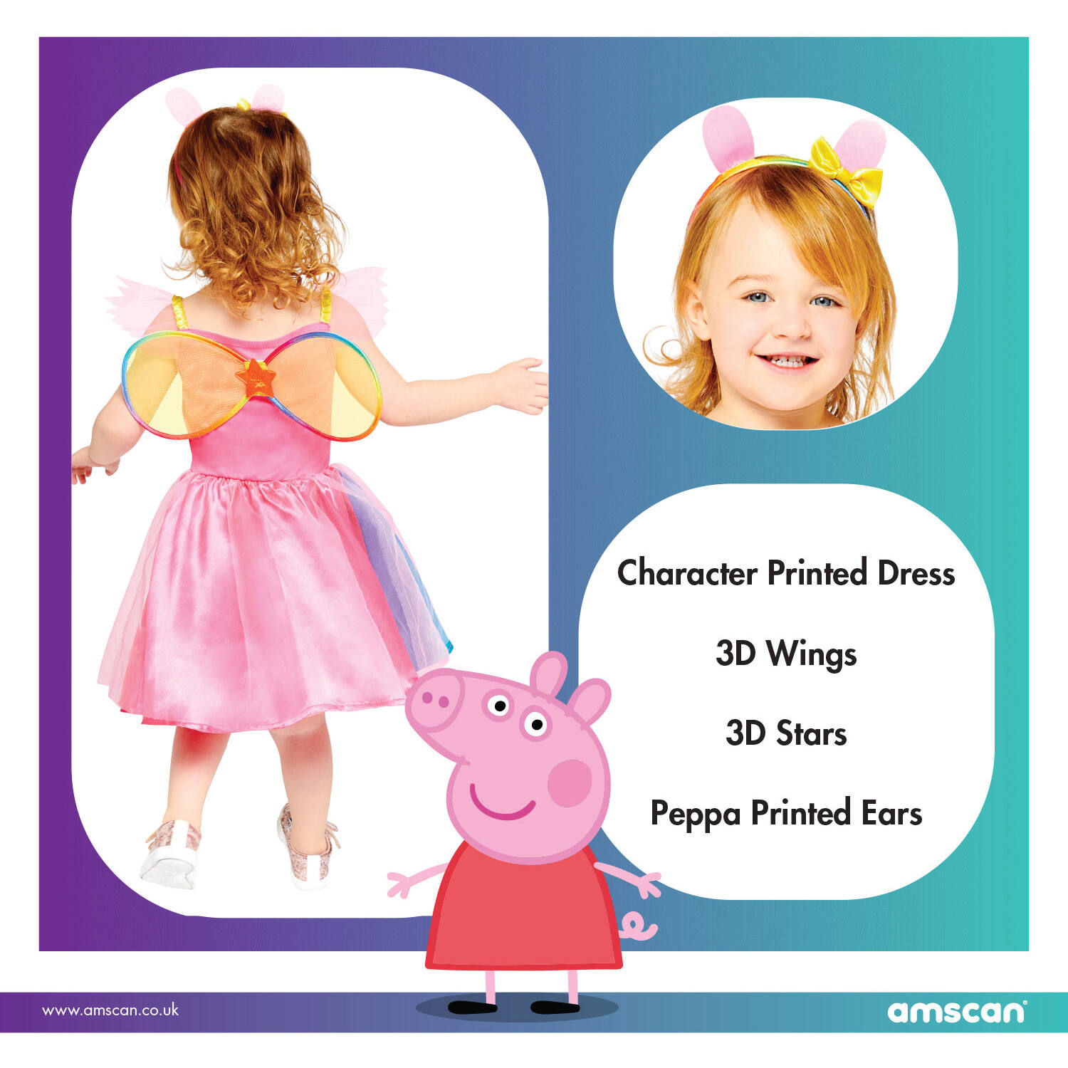 Child Costume Peppa Rainbow Dress Age 3-4 Years