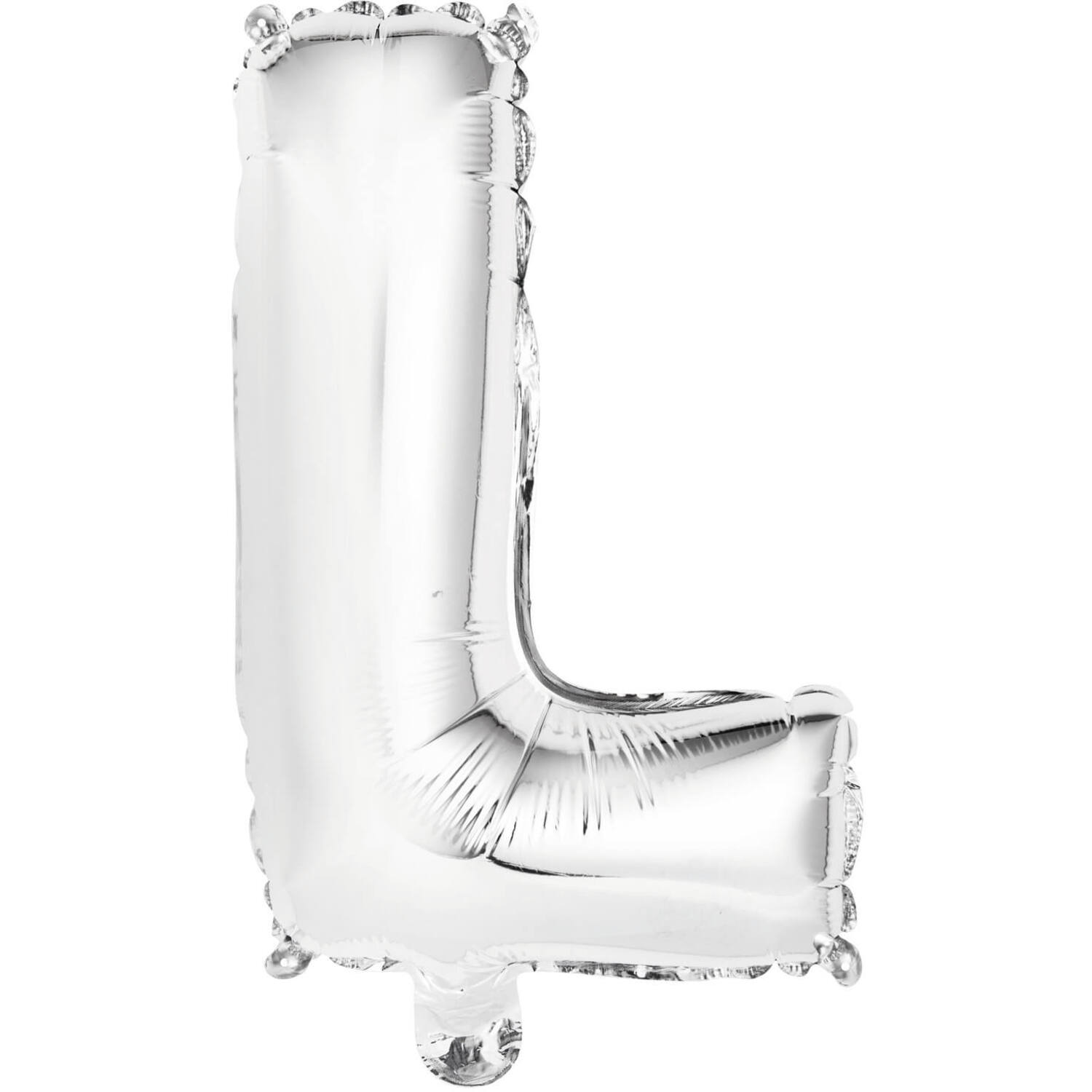 Mini Letter L Silver Foil Balloon N16 Packaged 34 cm x 21 cm