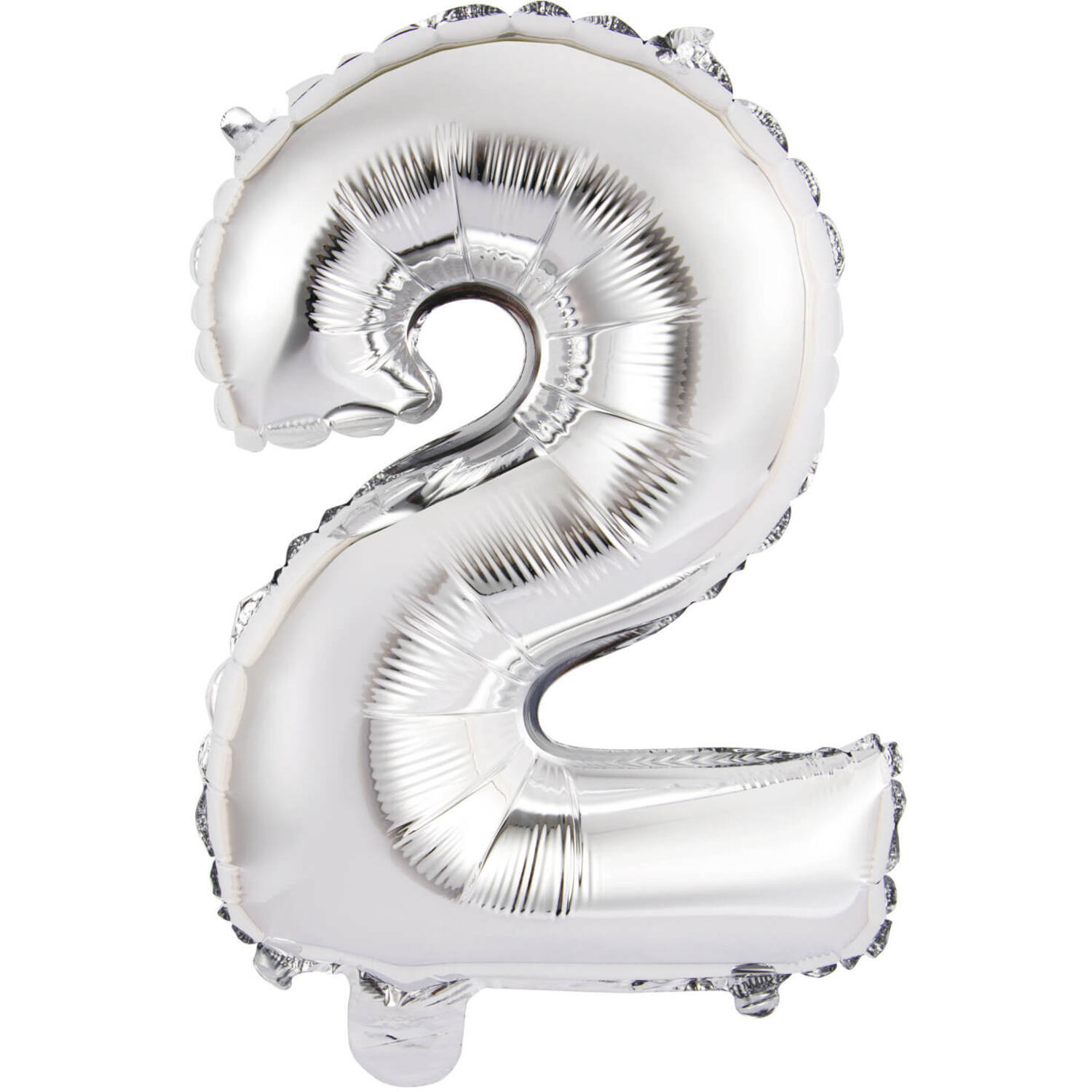 Mini Number 2 Silver Foil Balloon N16 Packaged 34 cm x 24 cm