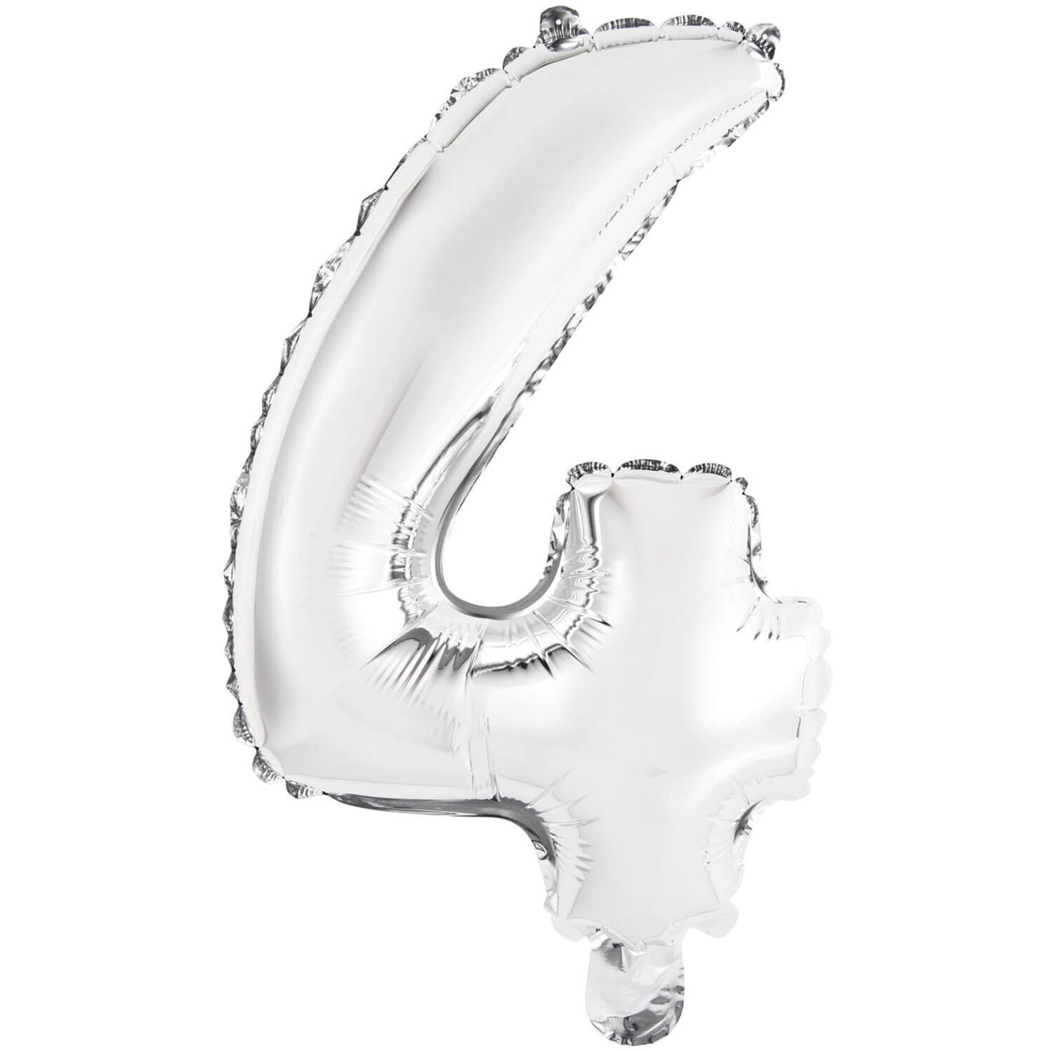 Mini Number 4 Silver Foil Balloon N16 Packaged 35 cm x 23 cm