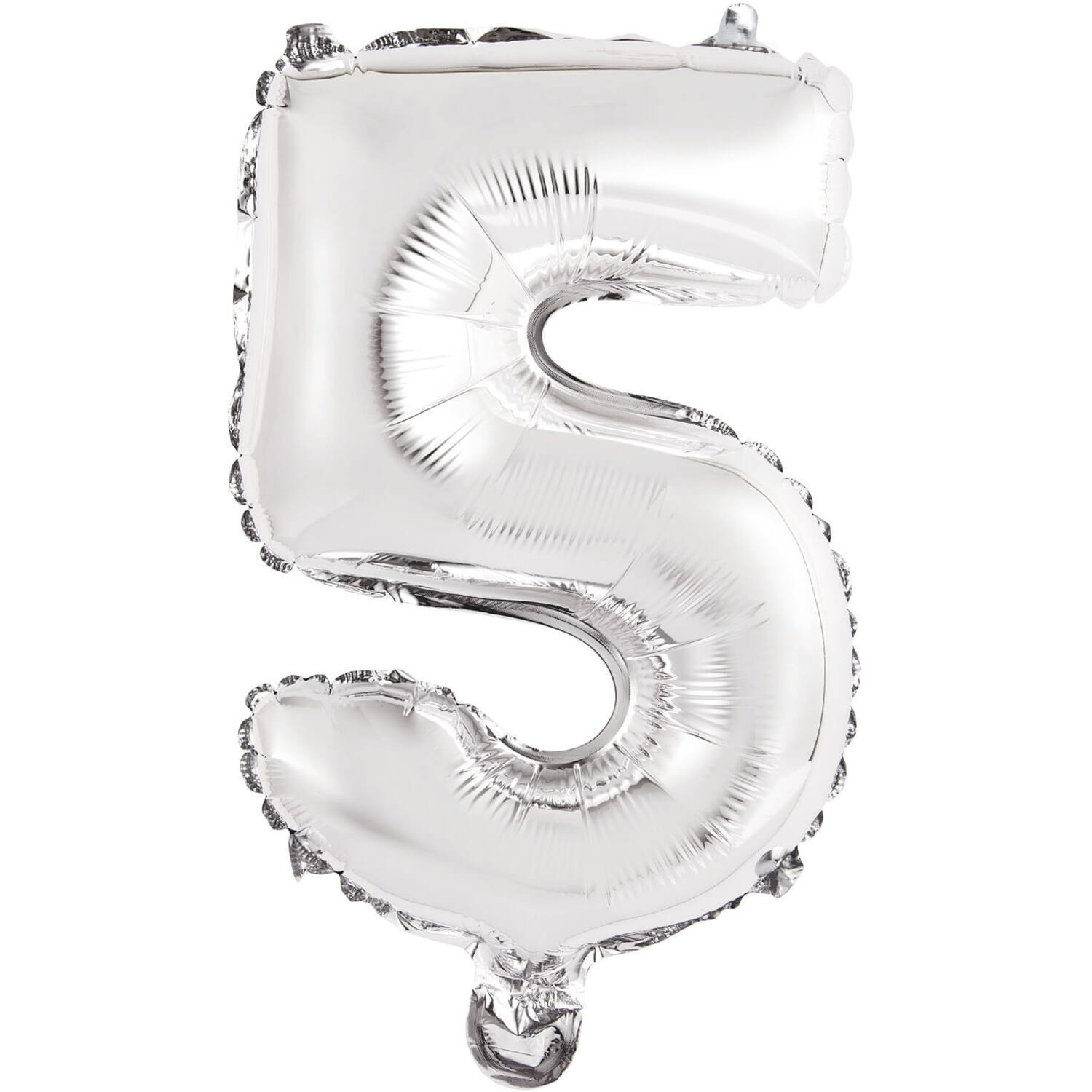 Mini Number 5 Silver Foil Balloon N16 Packaged 34 cm x 22 cm