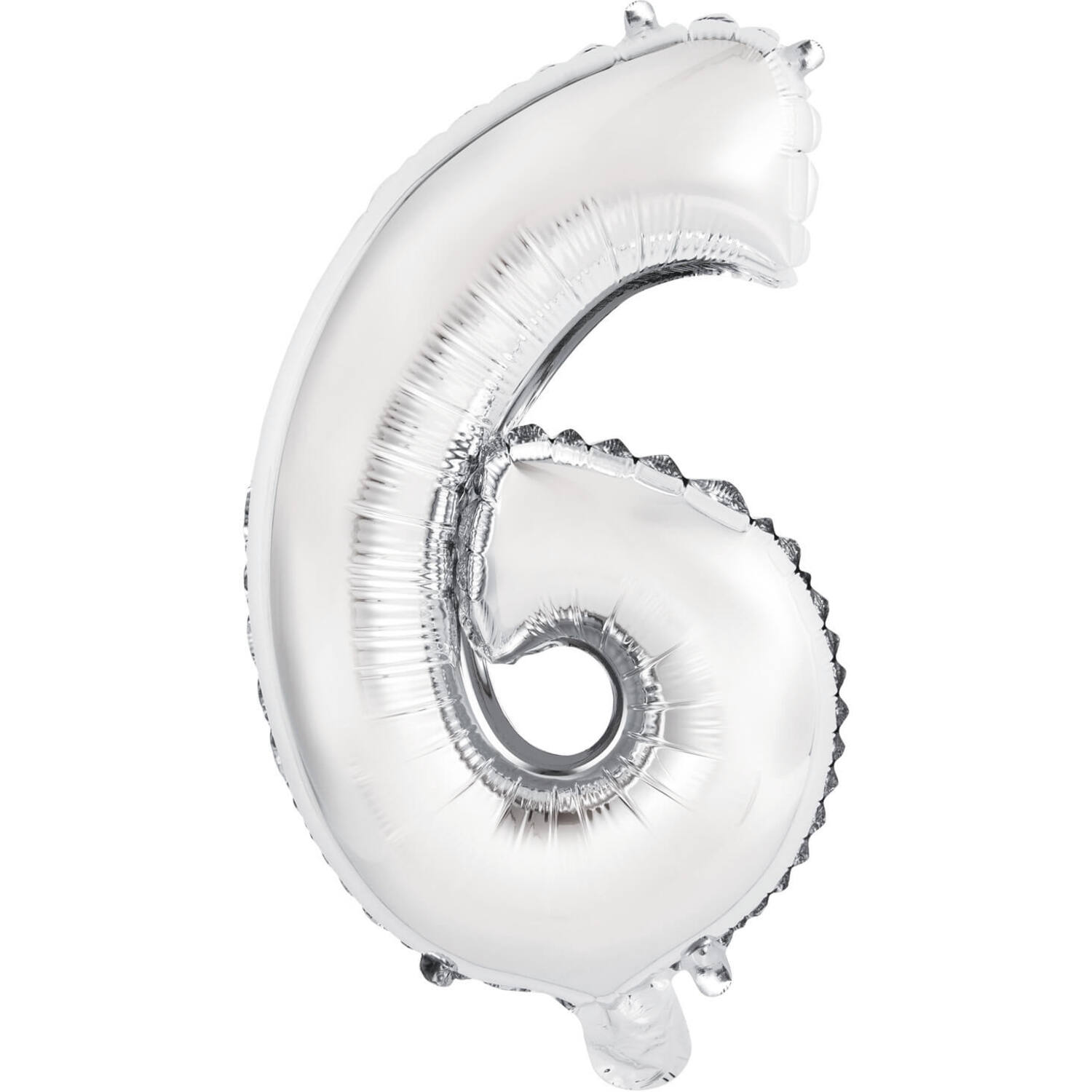 Mini Number 6 Silver Foil Balloon N16 Packaged 36 cm x 22 cm