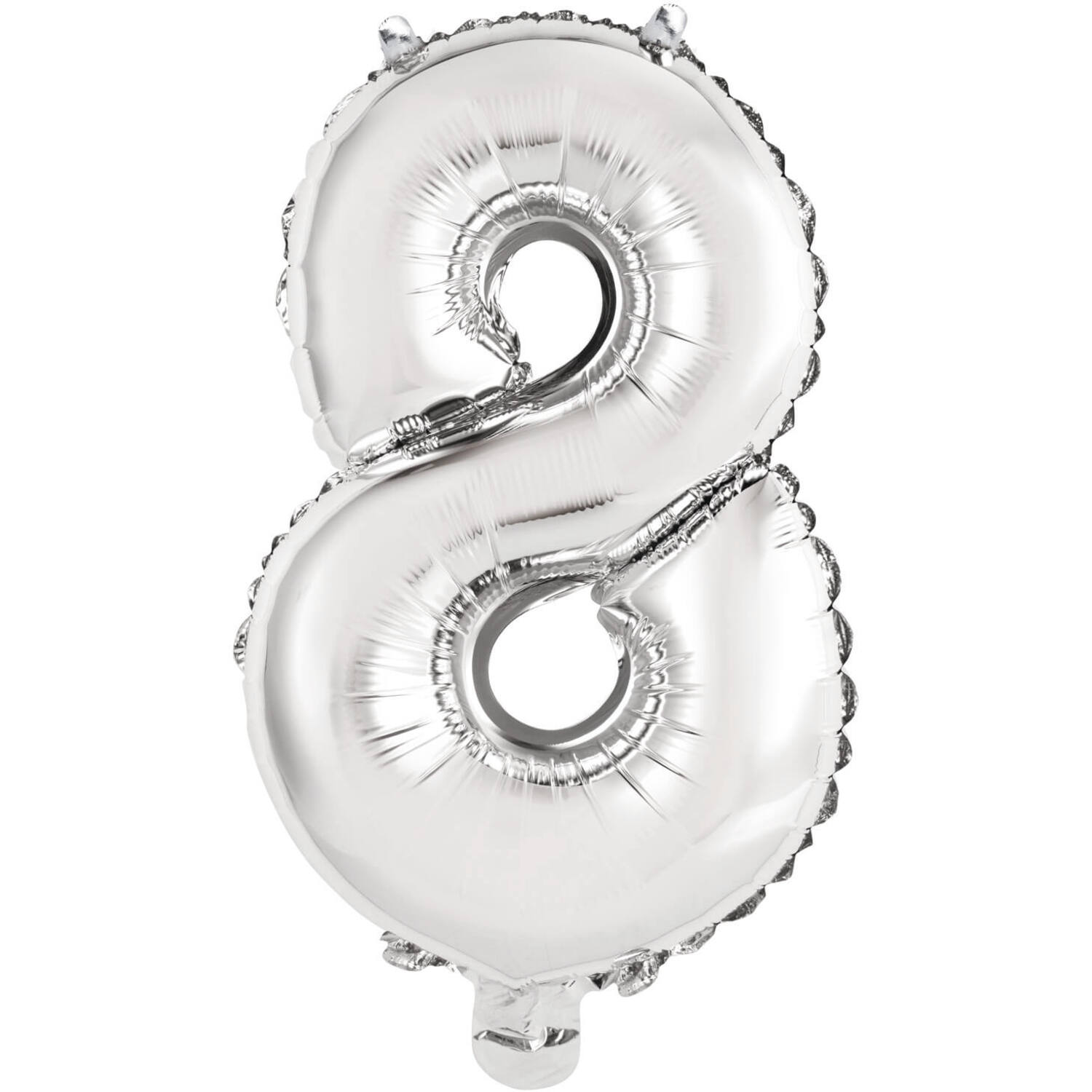 Mini Number 8 Silver Foil Balloon N16 Packaged 36 cm x 22 cm