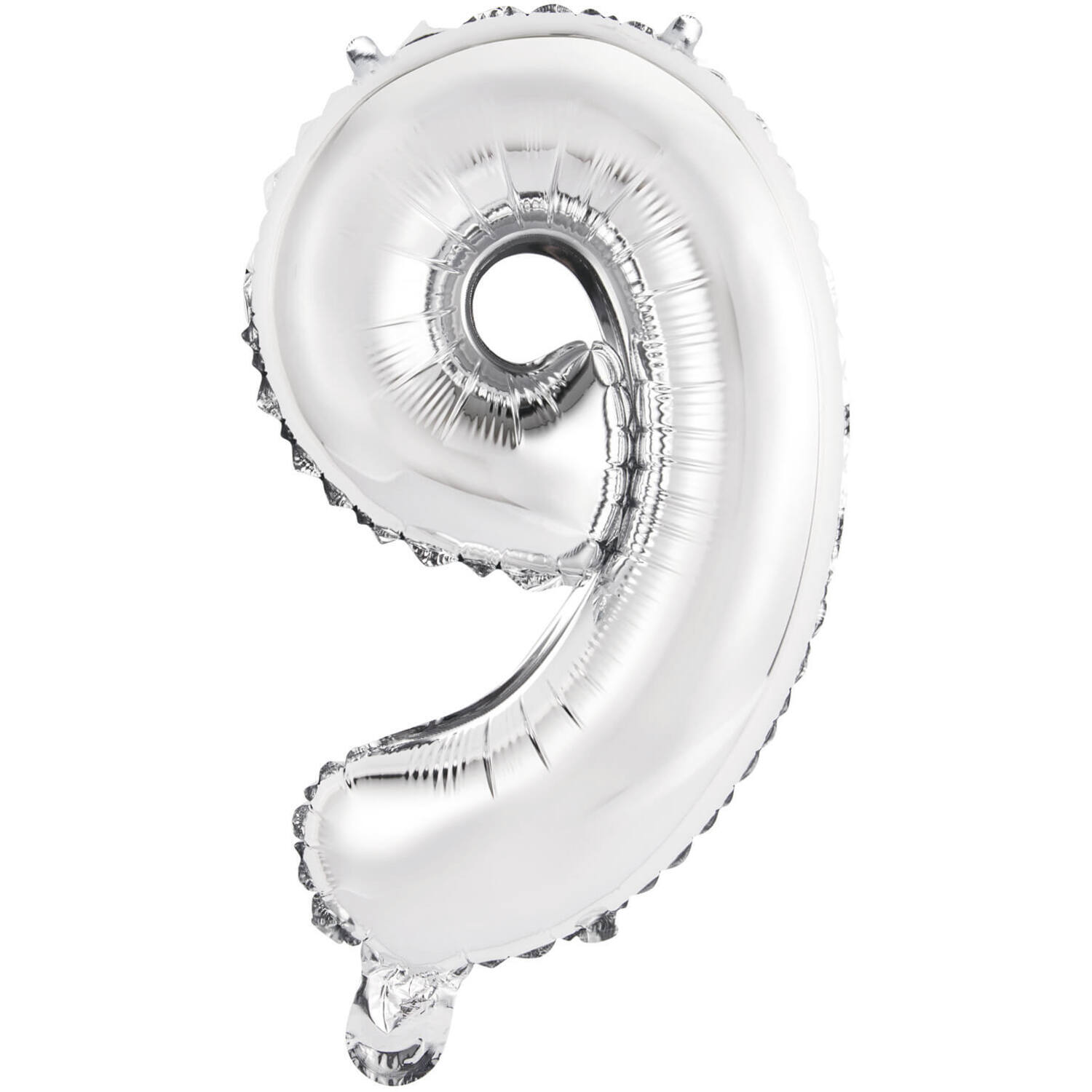Mini Number 9 Silver Foil Balloon N16 Packaged 36 cm x 22 cm