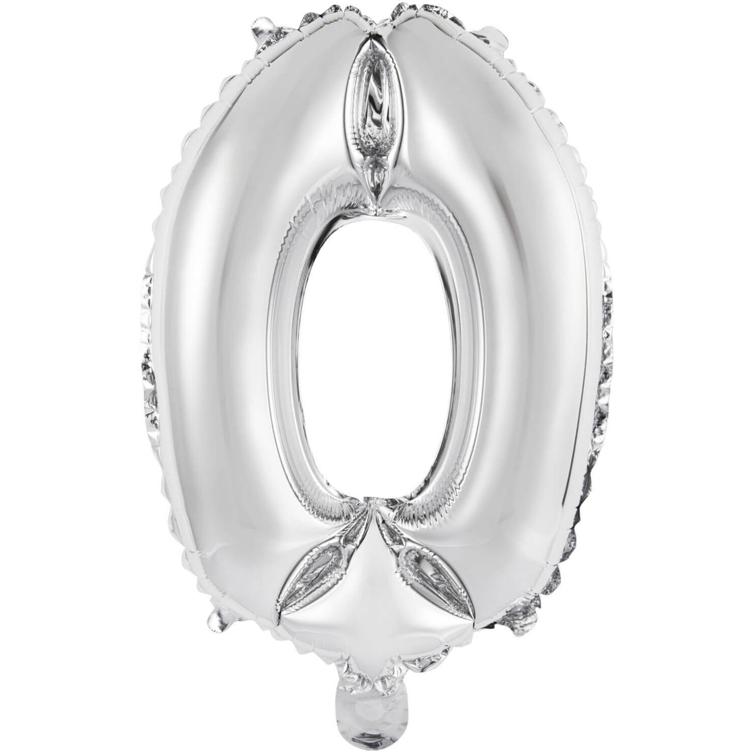 Mini Number 0 Silver Foil Balloon N16 Packaged 34 cm x 23 cm