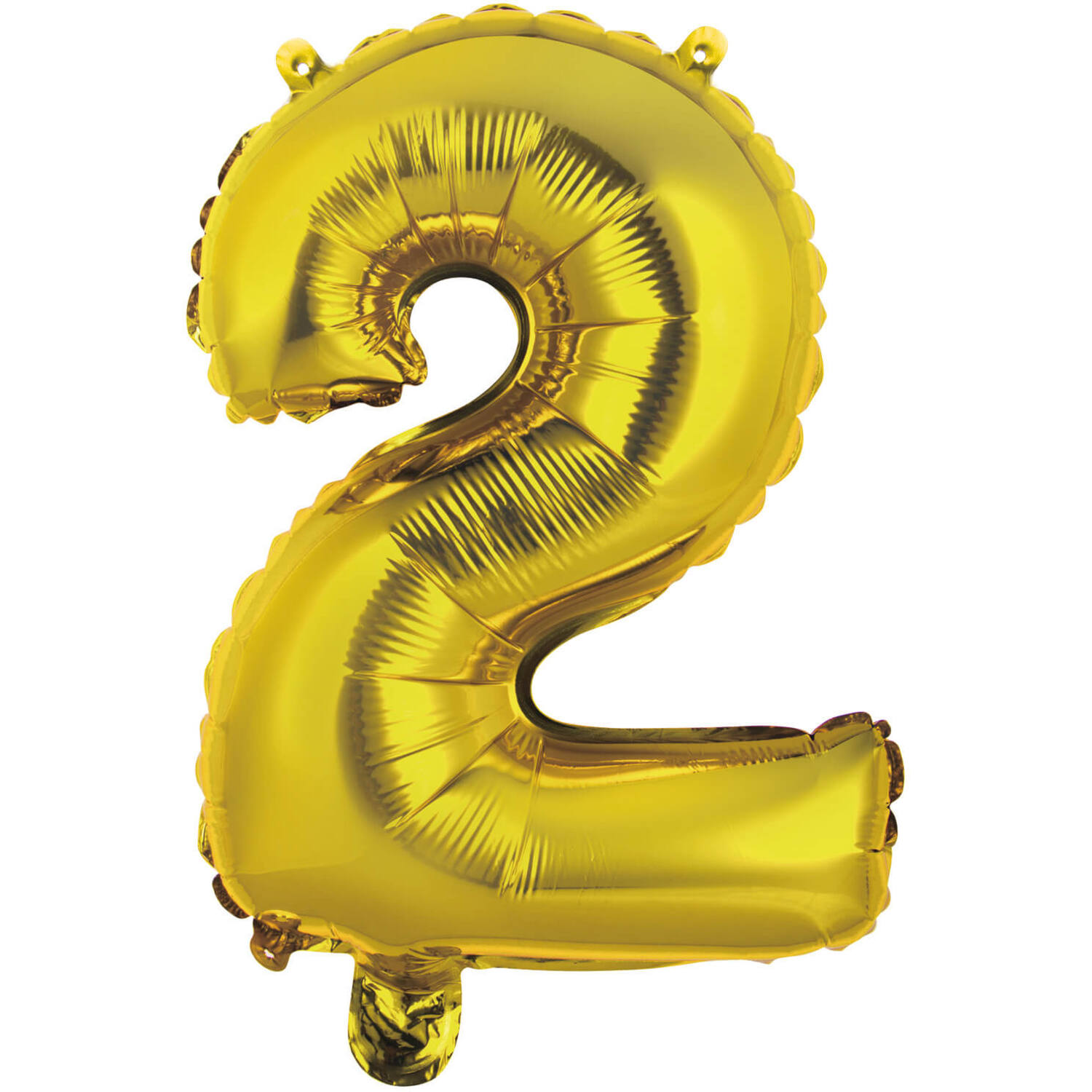 Mini Number 2 Gold Foil Balloon N16 Packaged 34 cm x 24 cm