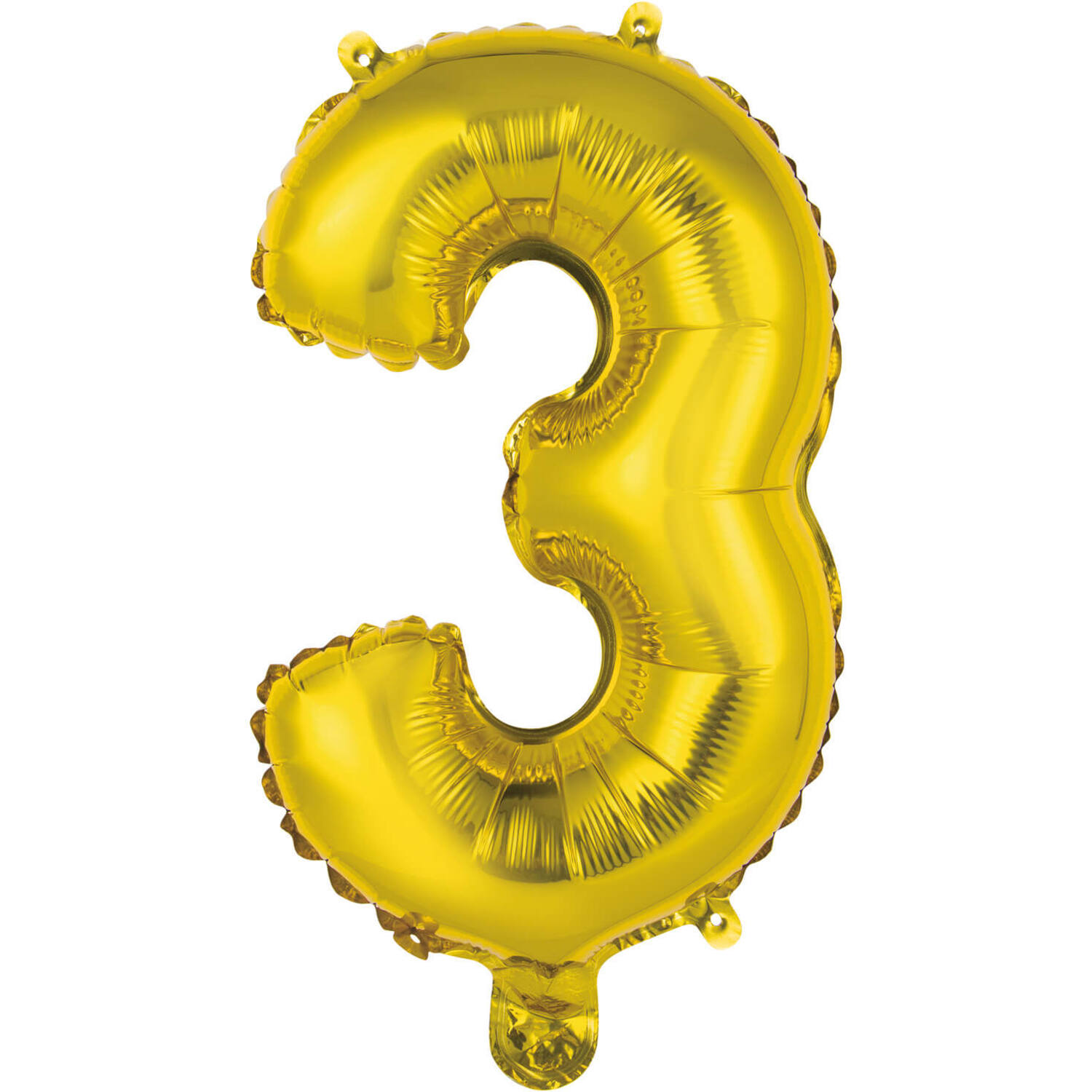 Mini Number 3 Gold Foil Balloon N16 Packaged 34 cm x 21 cm
