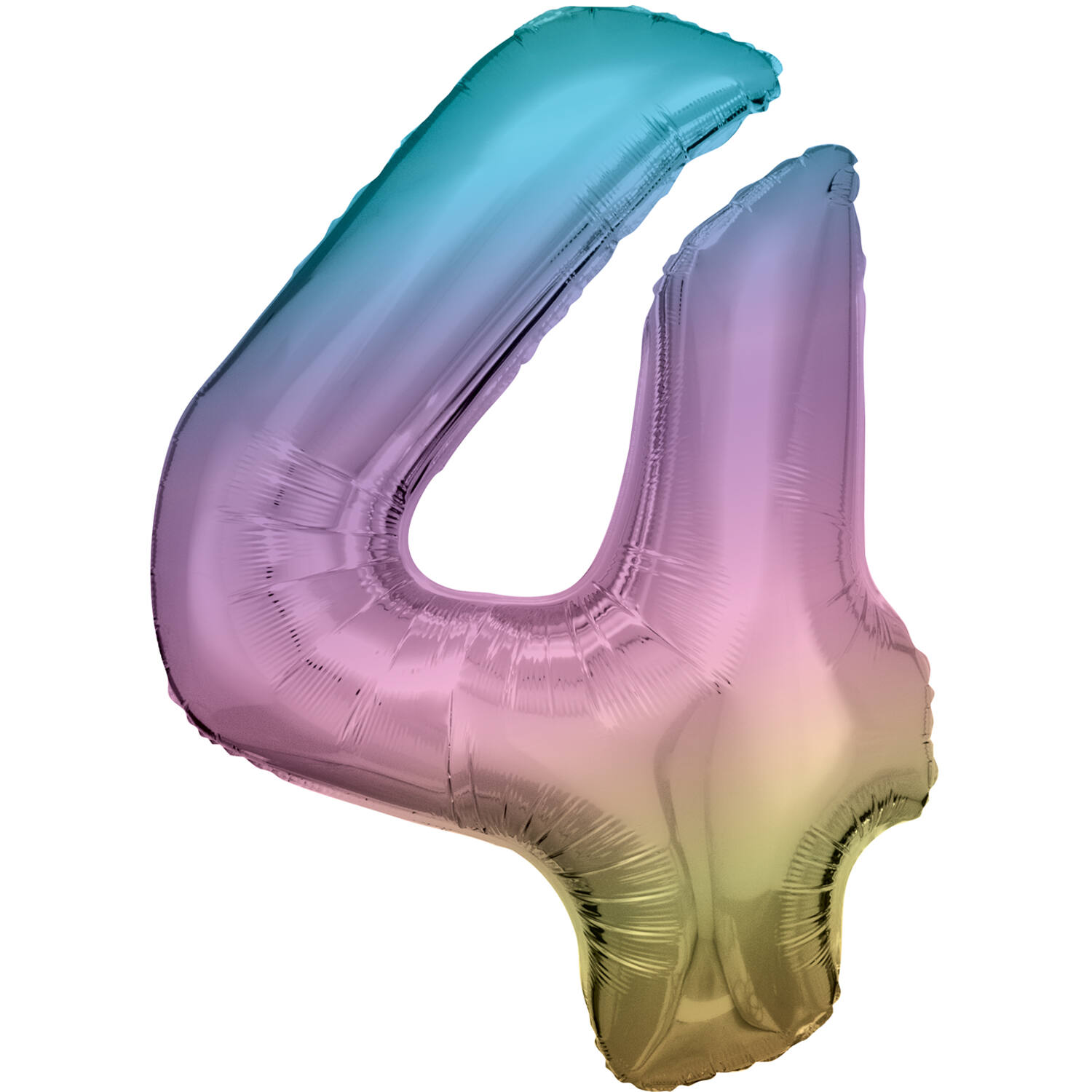 Large Number 4 Rainbow Pastel Foil Balloon N34 Packaged 93 cm x 65 cm
