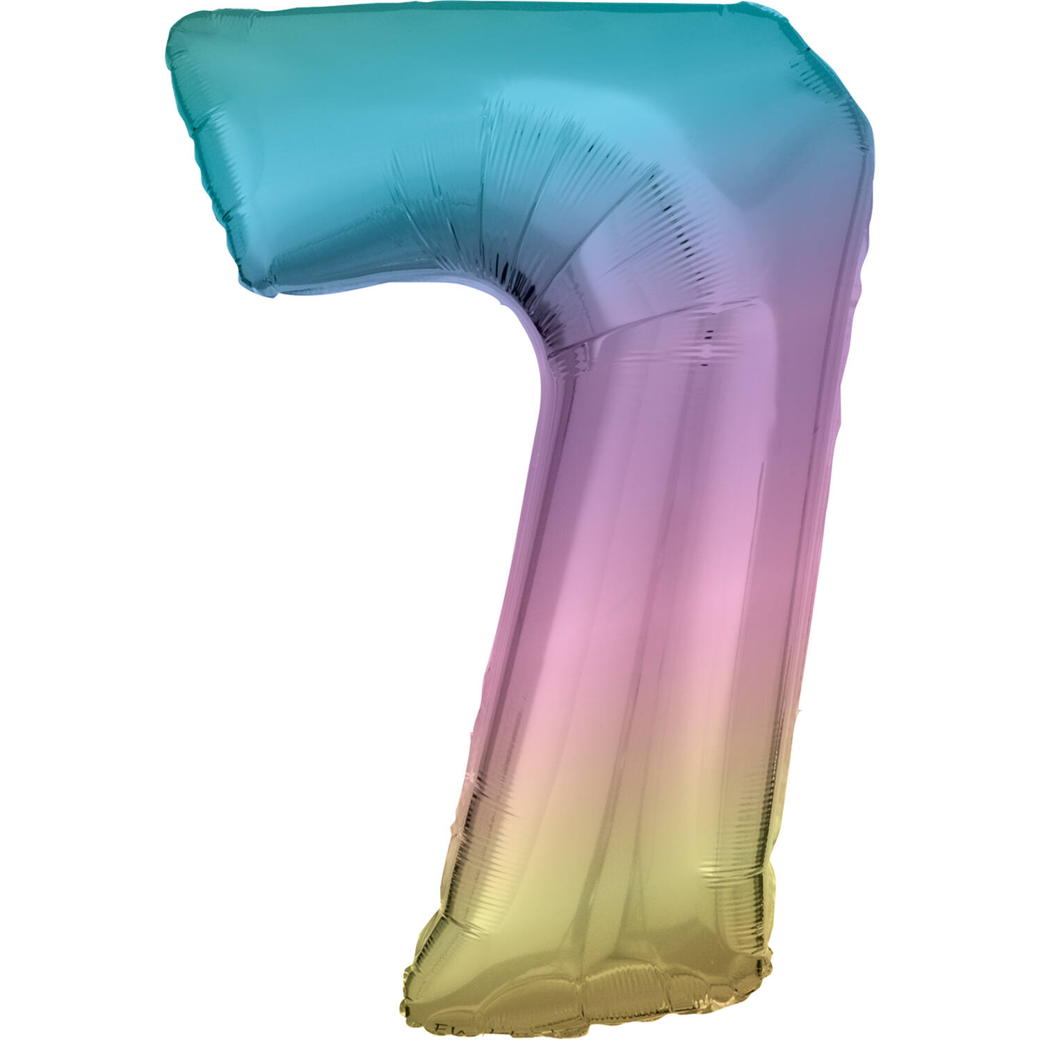 Large Number 7 Rainbow Pastel Foil Balloon N34 Packaged 84 cm x 57 cm