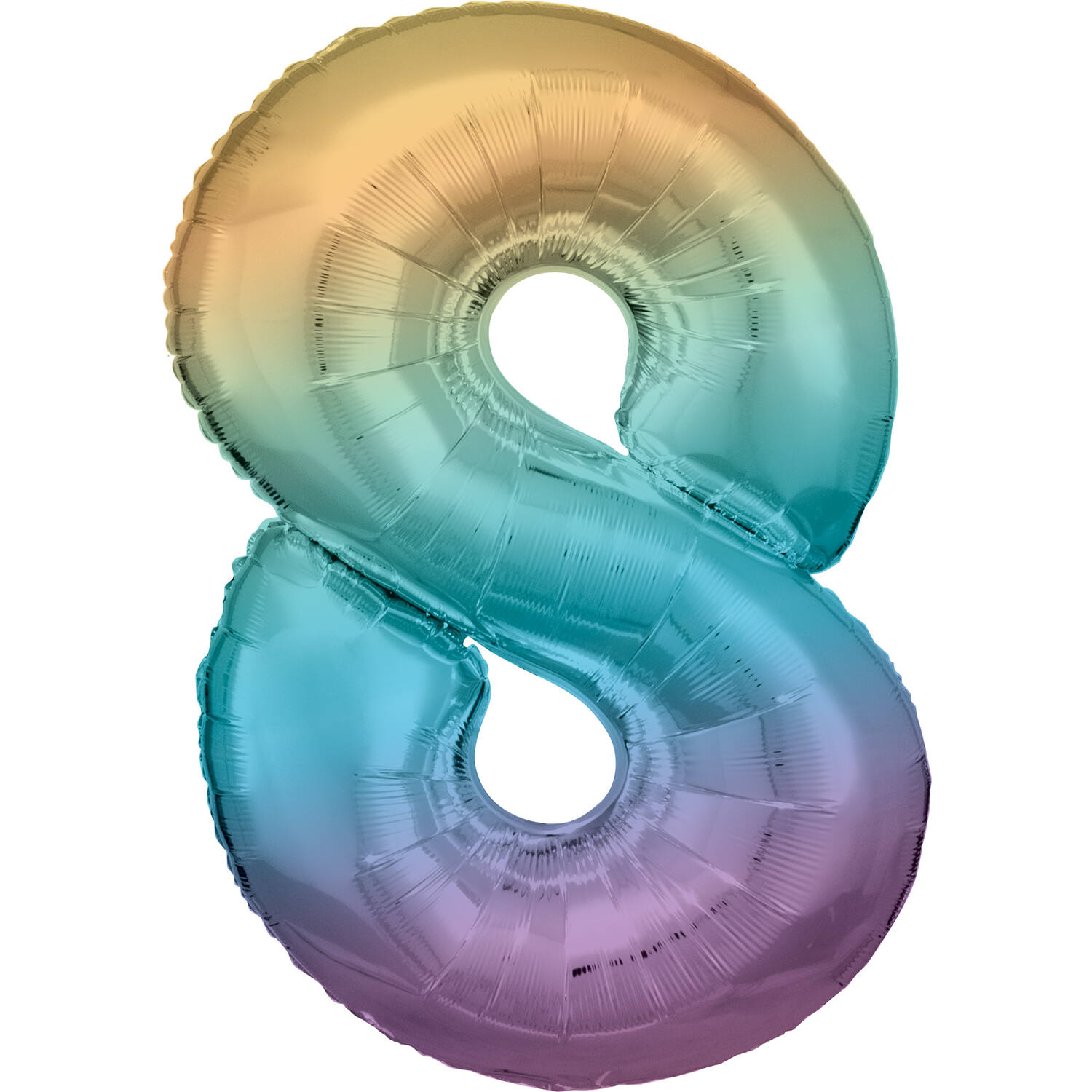 Large Number 8 Rainbow Pastel Foil Balloon N34 Packaged 86 cm x 57 cm