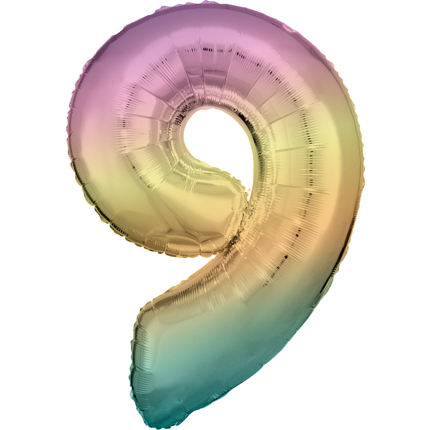 Large Number 9 Rainbow Pastel Foil Balloon N34 Packaged 89 cm x 60 cm
