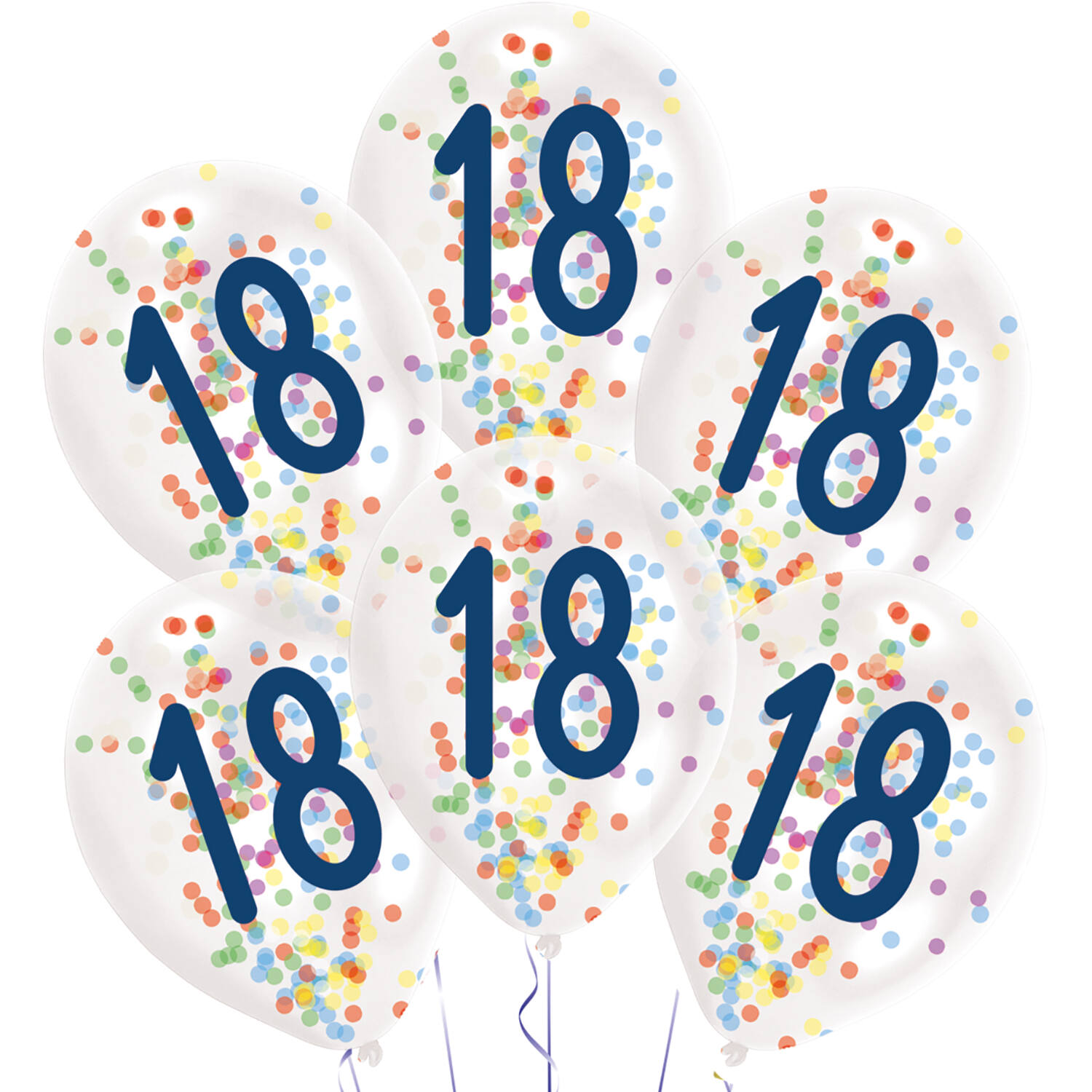 6 Latex Balloons Droplets 18 Confetti Birthday 1C Confetti Filled Paper 27.5 cm / 11"