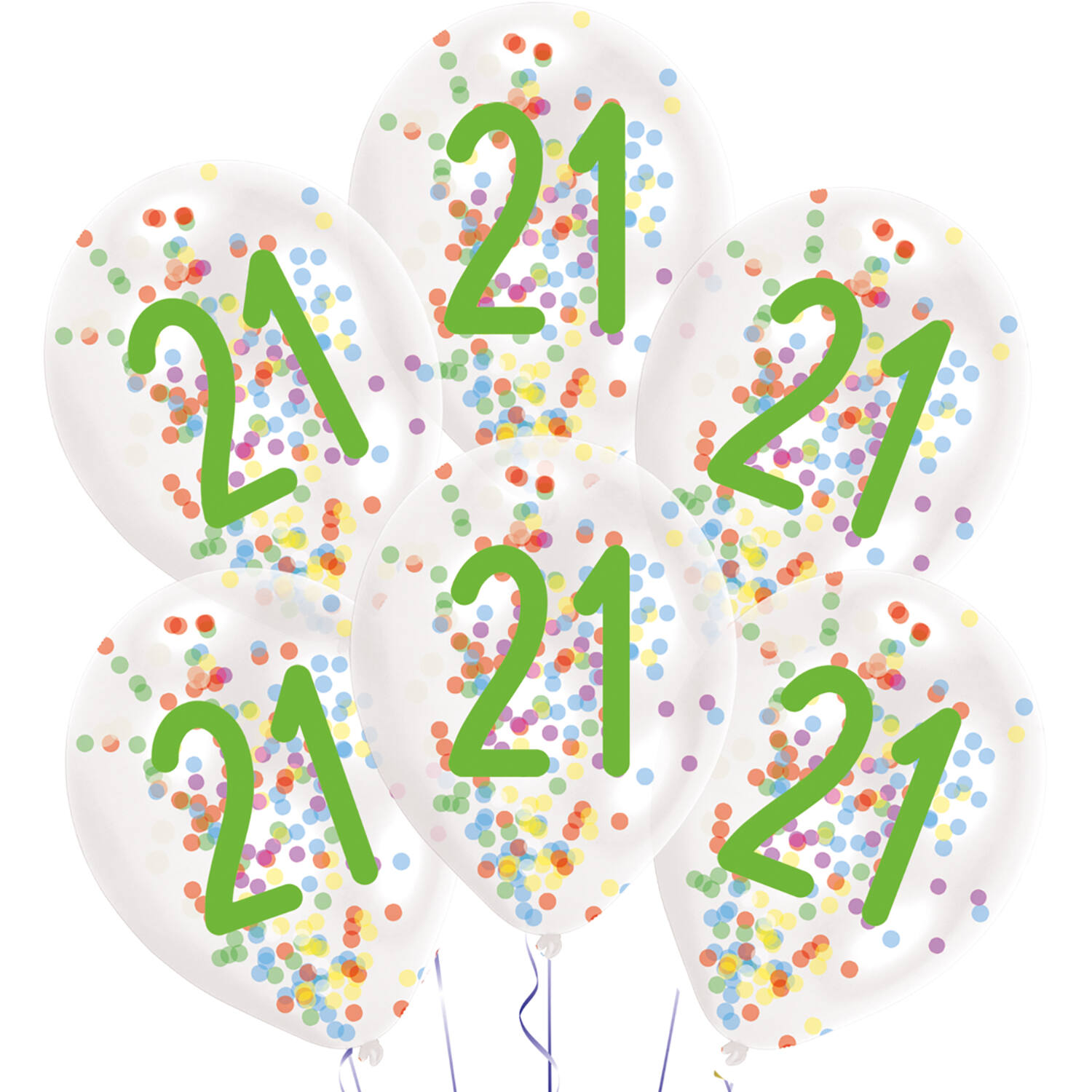 6 Latex Balloons Droplets 21 Confetti Birthday 1C Confetti Filled Paper 27.5 cm / 11"