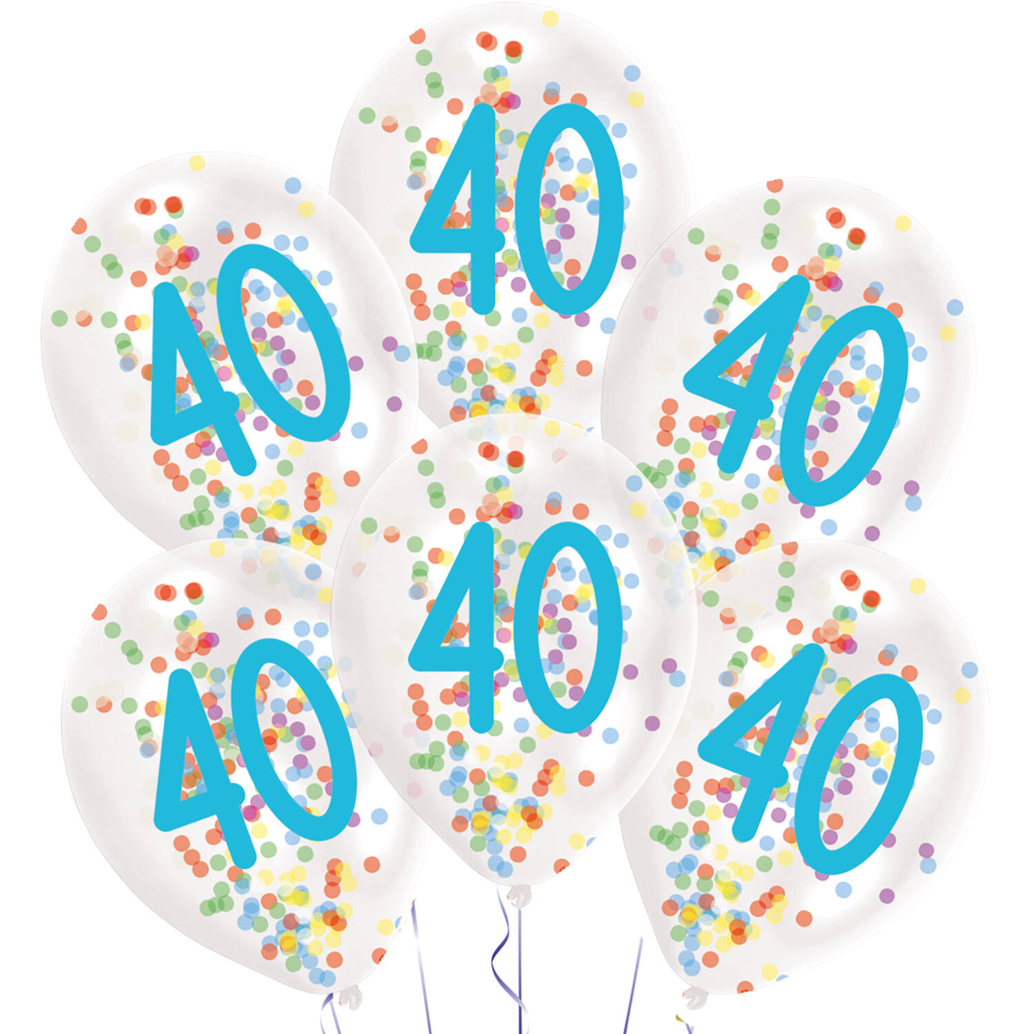 6 Latex Balloons Droplets 40 Confetti Birthday 1C Confetti Filled Paper 27.5 cm / 11"