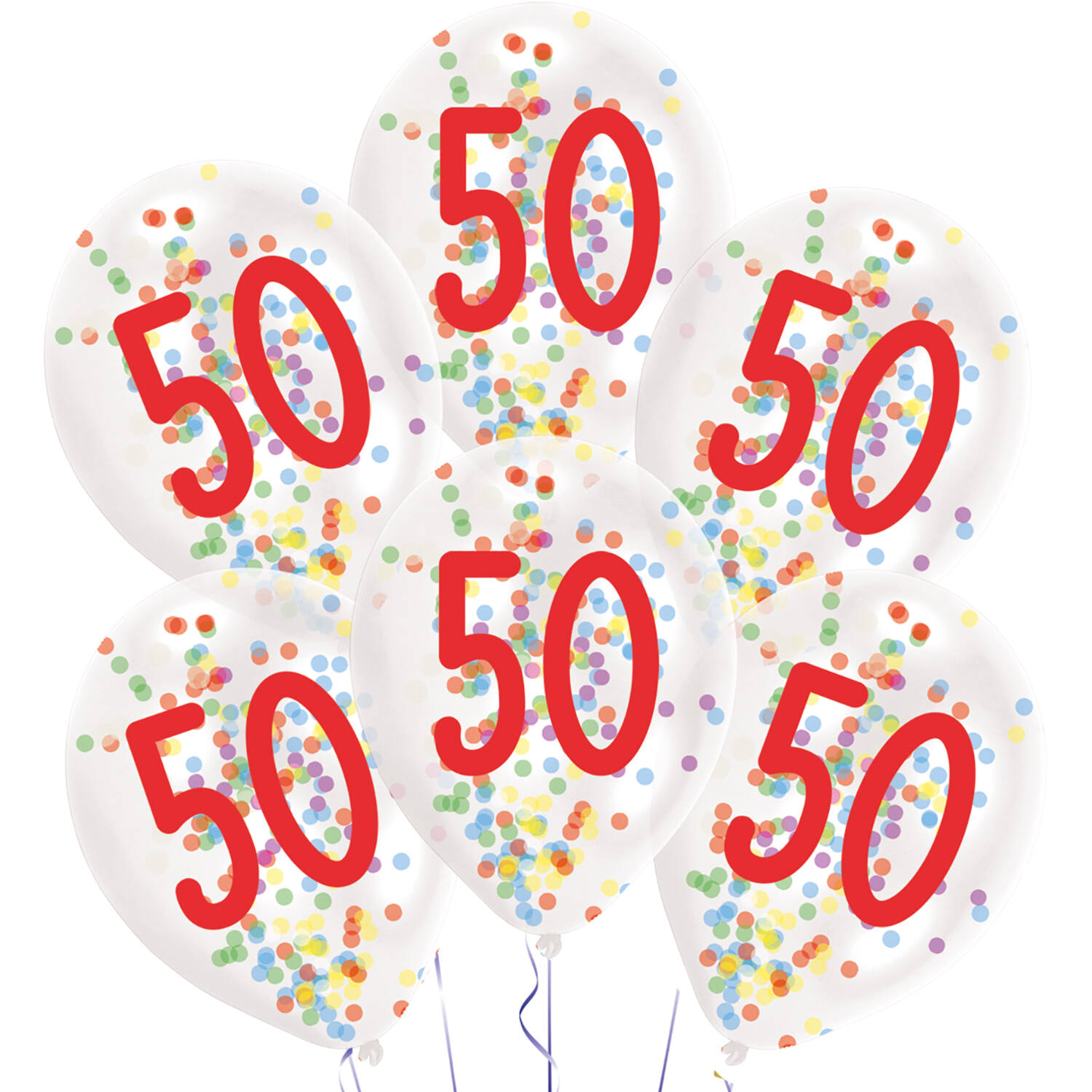 6 Latex Balloons Droplets 50 Confetti Birthday 1C Confetti Filled Paper 27.5 cm / 11"