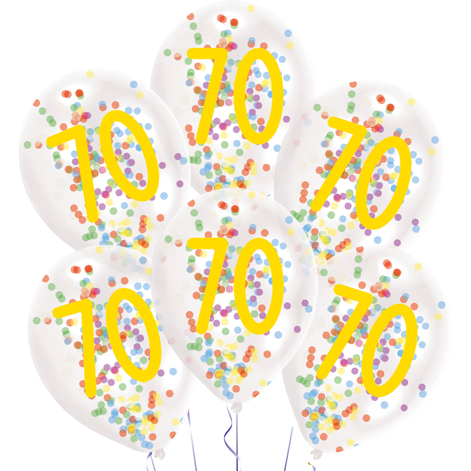 6 Latex Balloons Droplets 70 Confetti Birthday 1C Confetti Filled Paper 27.5 cm / 11"