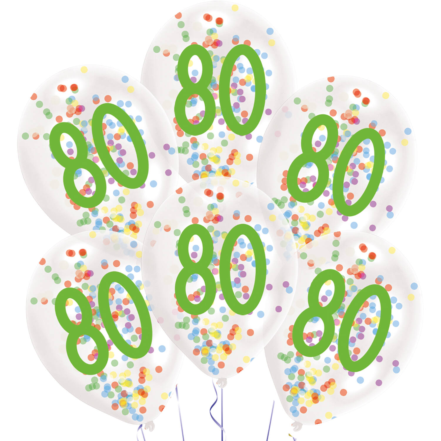 6 Latex Balloons Droplets 80 Confetti Birthday 1C Confetti Filled Paper 27.5 cm / 11"