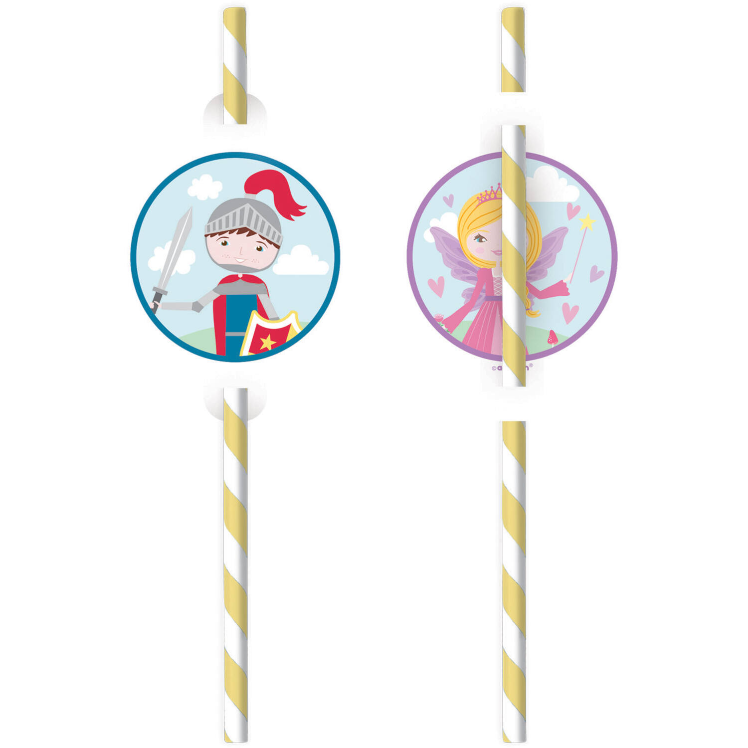 8 Drinking Straws Princess & Knight Paper