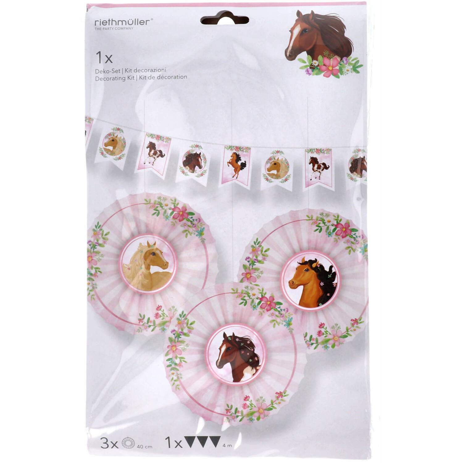 Decoration Kit (1 Banner and 3Fans/Fans) Beautiful Horses