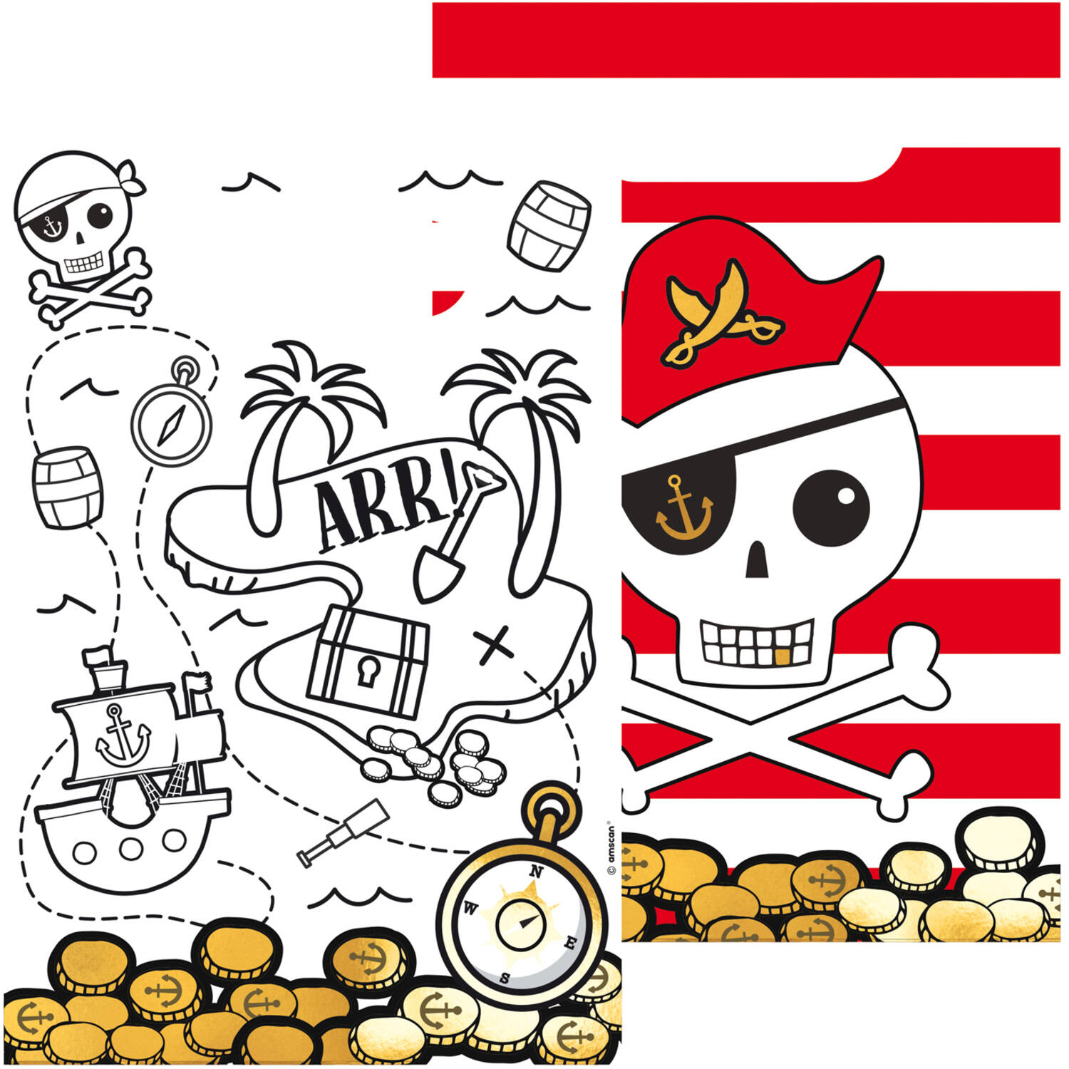 8 Paper Bags Pirates Map