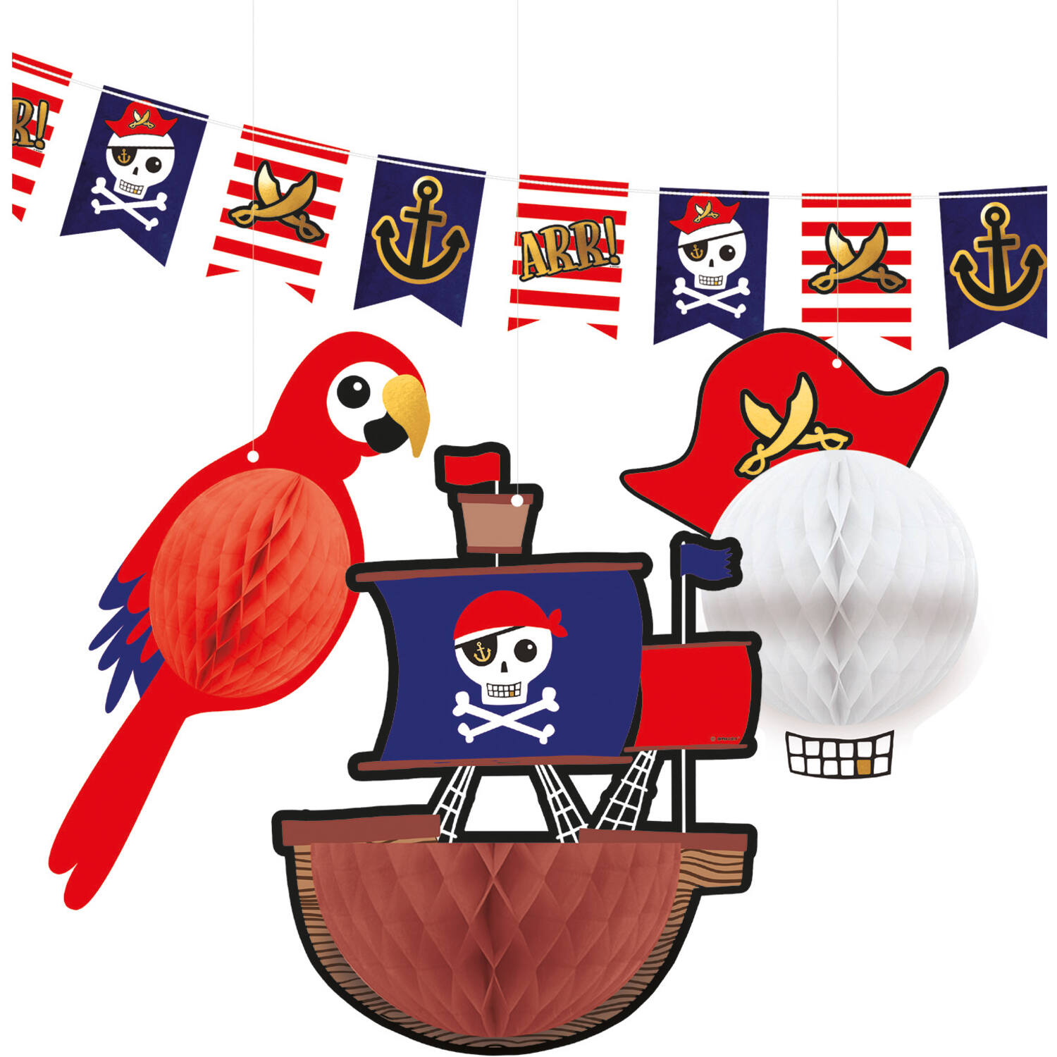 Decoration Kit (1 Flag Banner and 3 Honeycombs) Pirates Map
