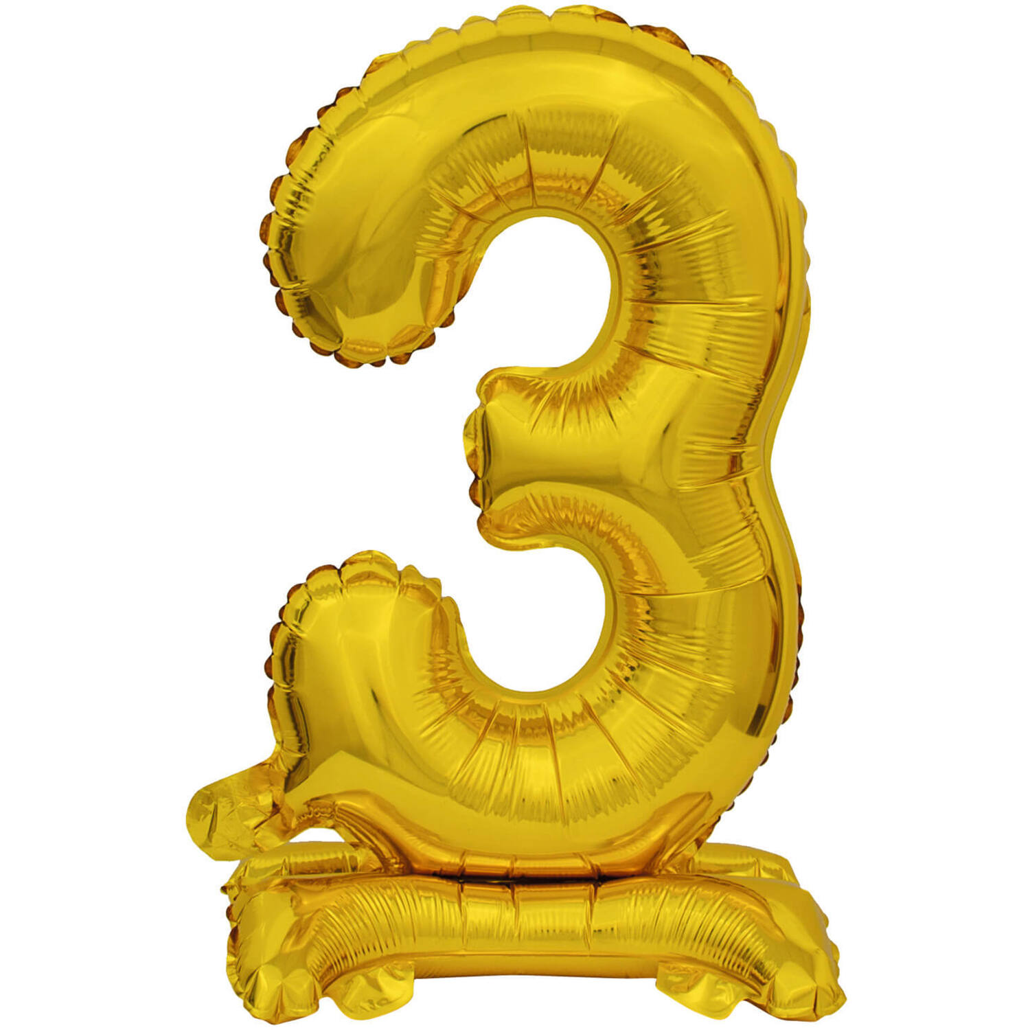 Mini Number 3 Gold Foil Balloon N16 Packaged 37 cm x 22 cm