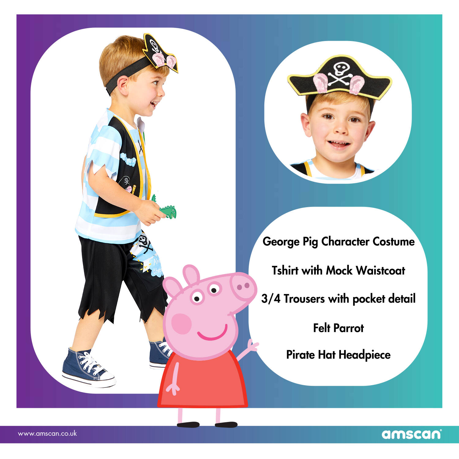 Baby Costume Peppa Pig George Pirate Age 1-2 Years
