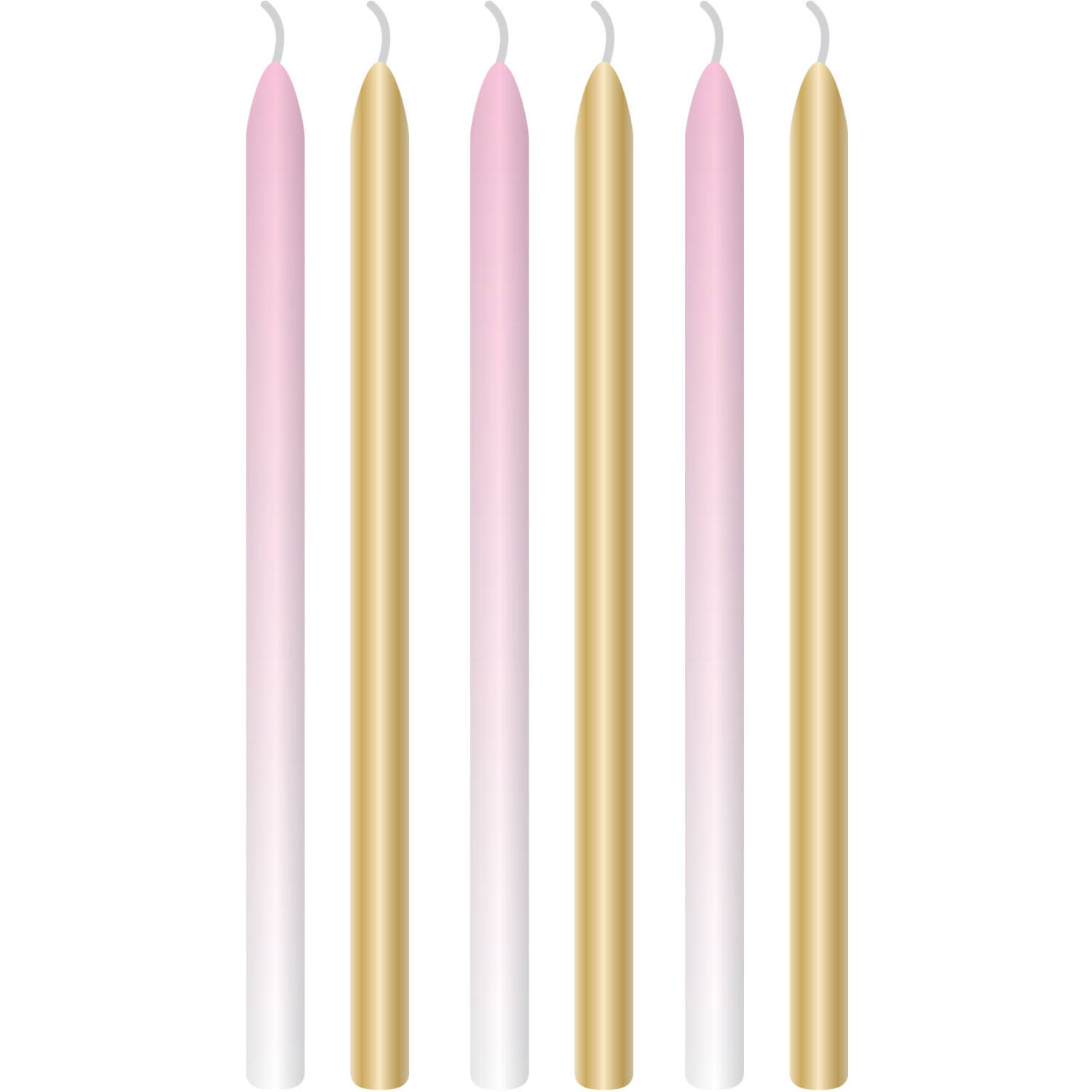 6 Candles 1st Birthday Pink Ombre Wax / Plastic Height 12 cm