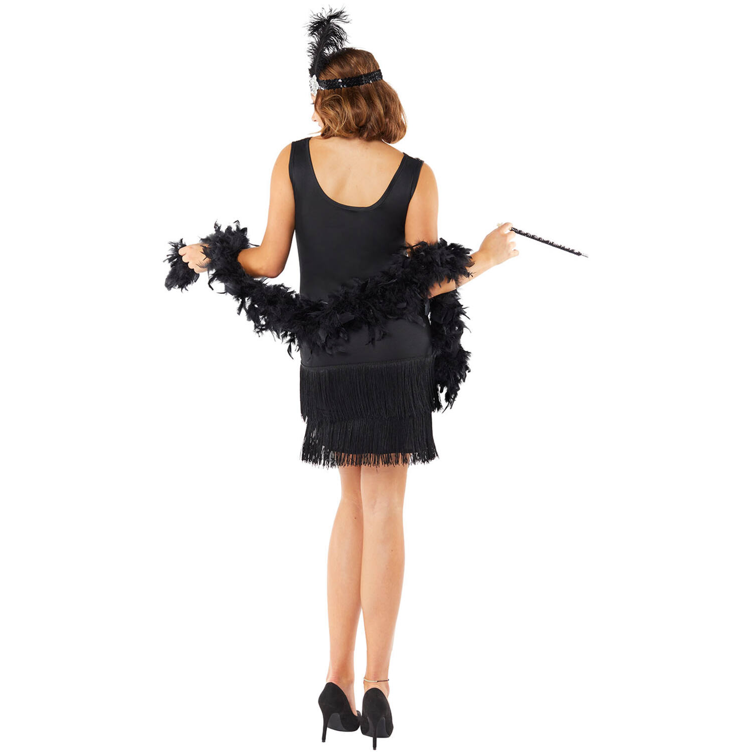 Womens Costume Black sparkle flapper Medium/Large