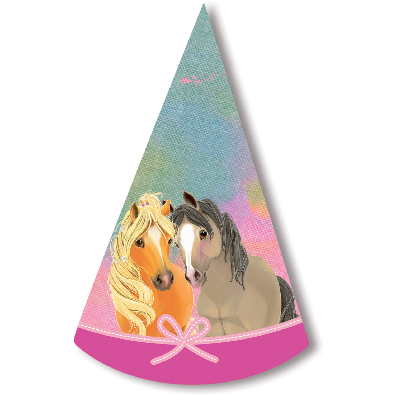 8 Pretty Pony Cone Hats Paper Height 16 cm