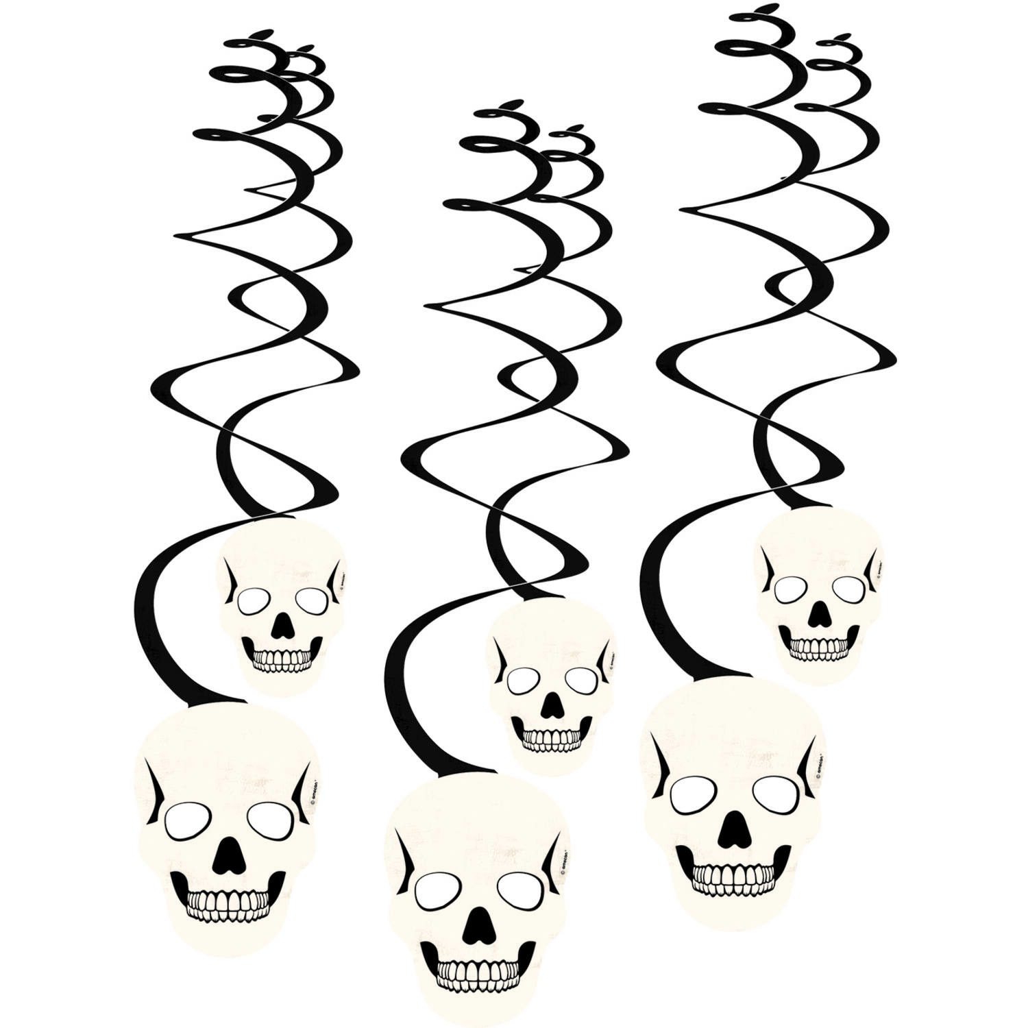 6 Swirl Decorations Skulls Paper Length 60 cm