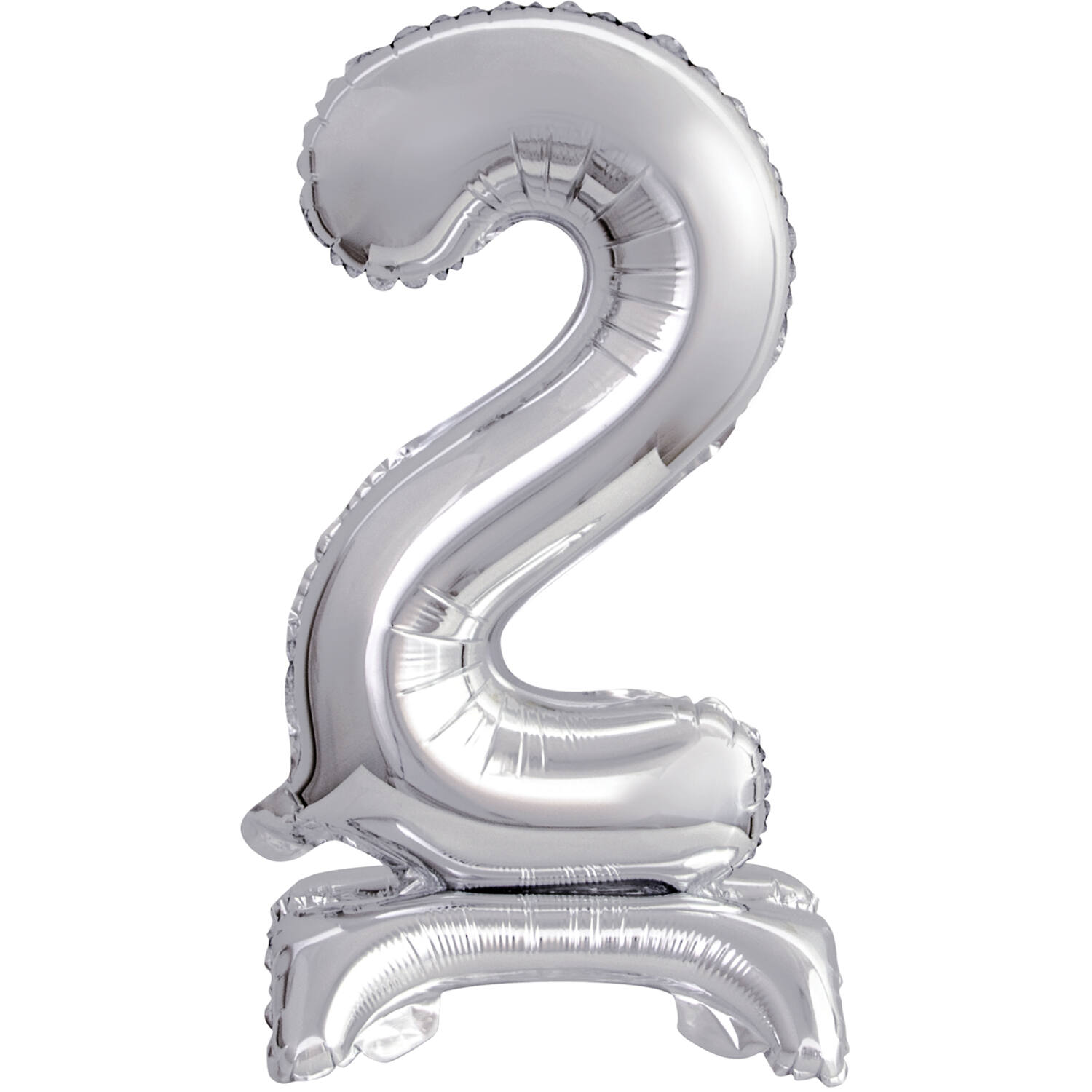 Mini Number 2 Silver Foil Balloon N16 Packaged 39 cm x 22 cm