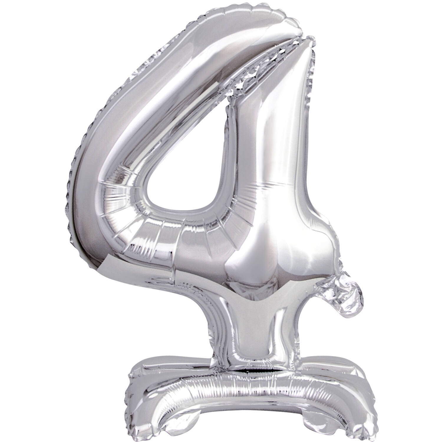 Mini Number 4 Silver Foil Balloon N16 Packaged 39 cm x 28 cm