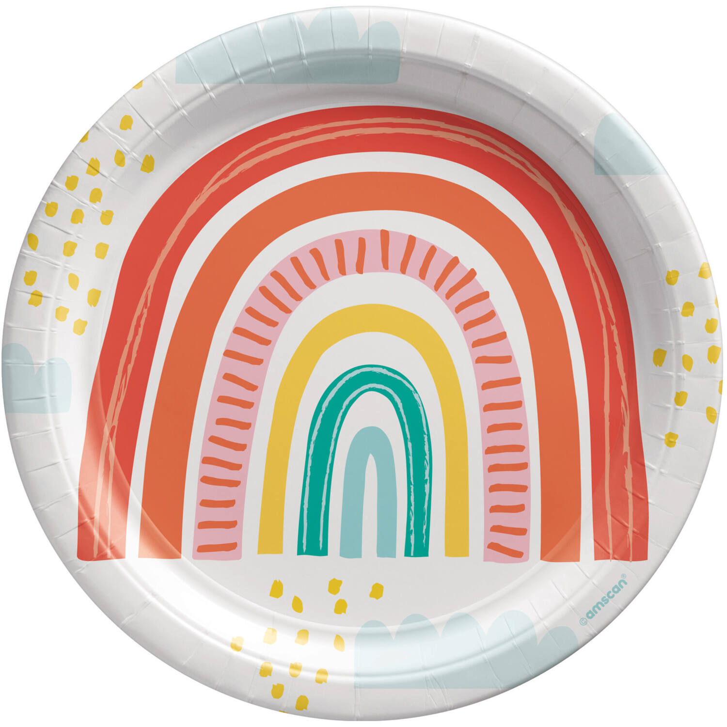 8 Plates Retro Rainbow Round Papier 23 cm