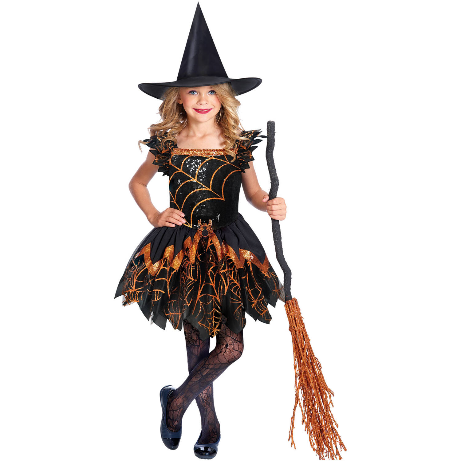 Child Costume Spooky Spider Witch Age 4-6 Years