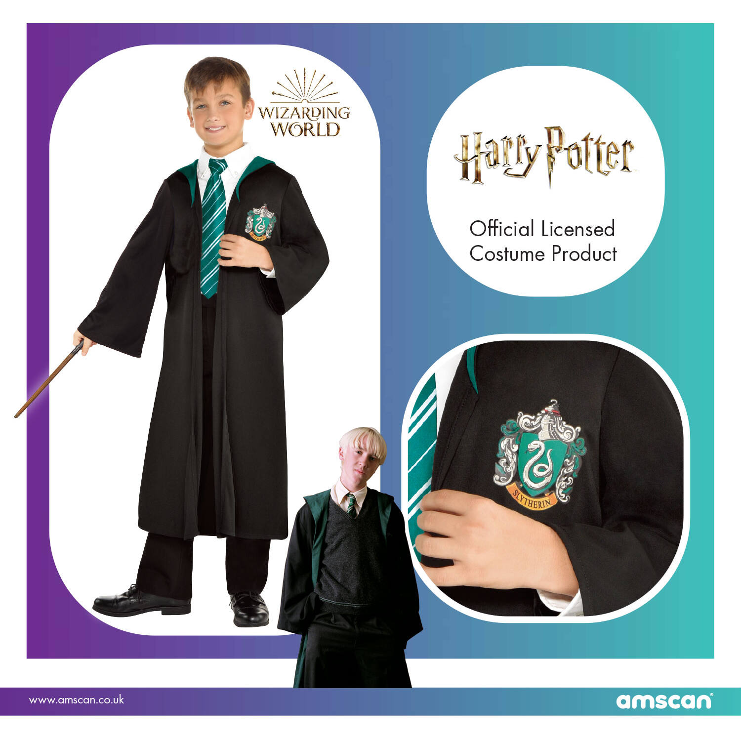 Child Costume Slytherin Schoolrobe Age 8-10 Years